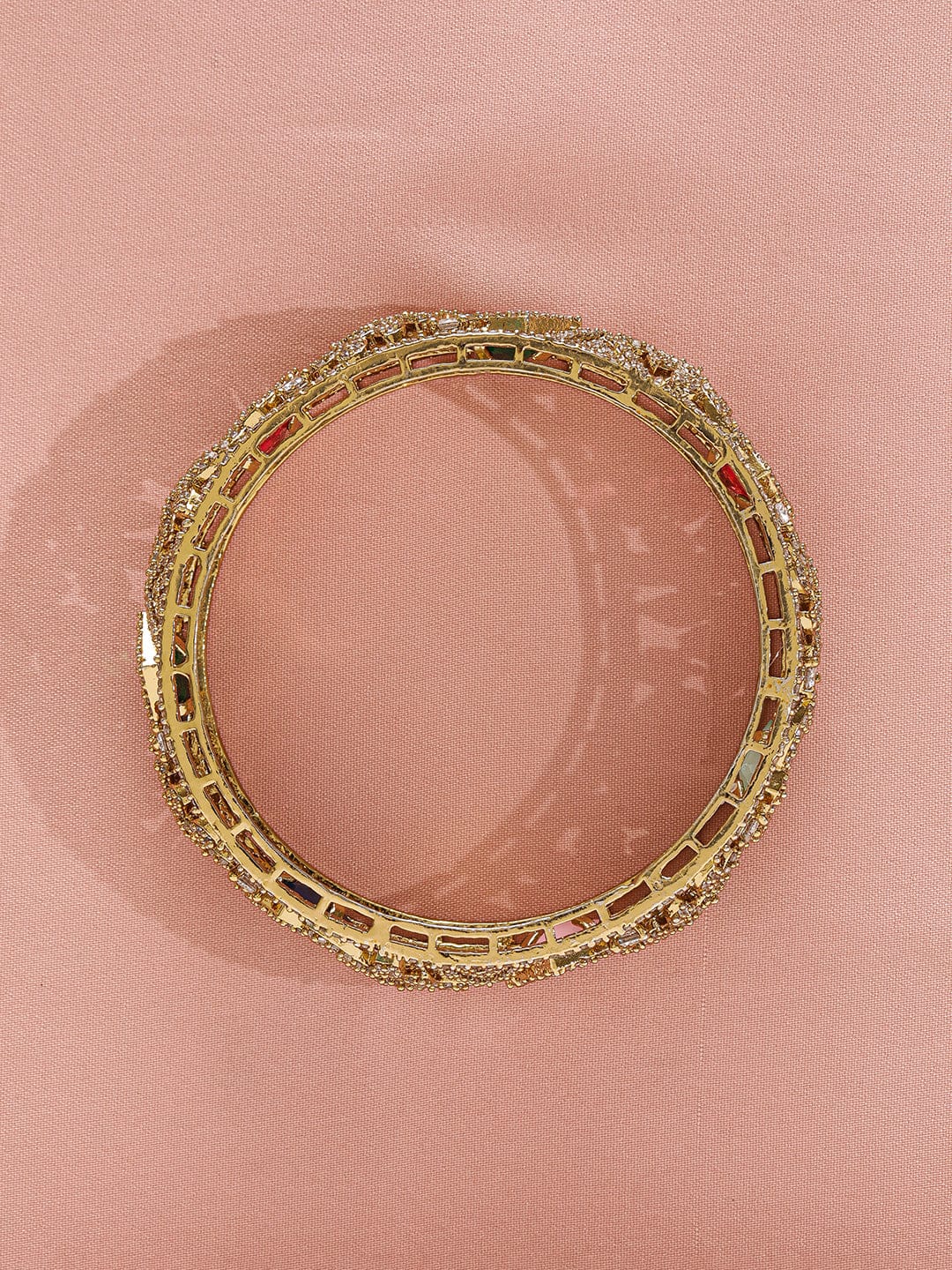 Wentra Pack Of 2 22KGold-Plated AD-Studded Traditional Bangles