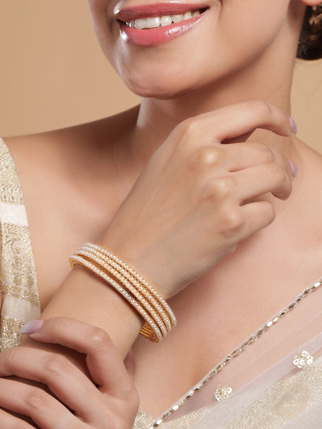 Minimal Whisper Pearl Bangles