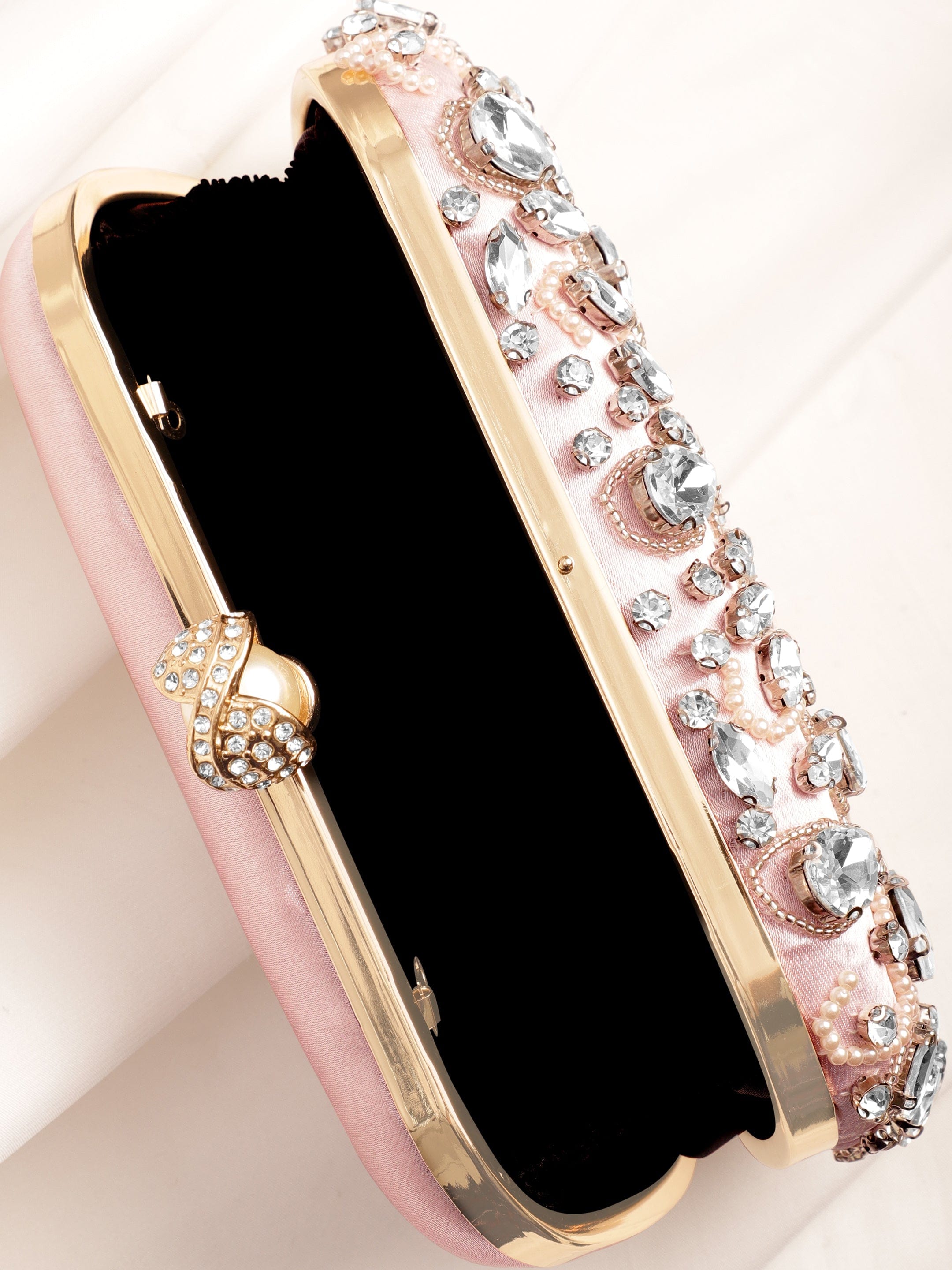 Wentra Pink bag studded with bold crystals exquisite clutch handbag