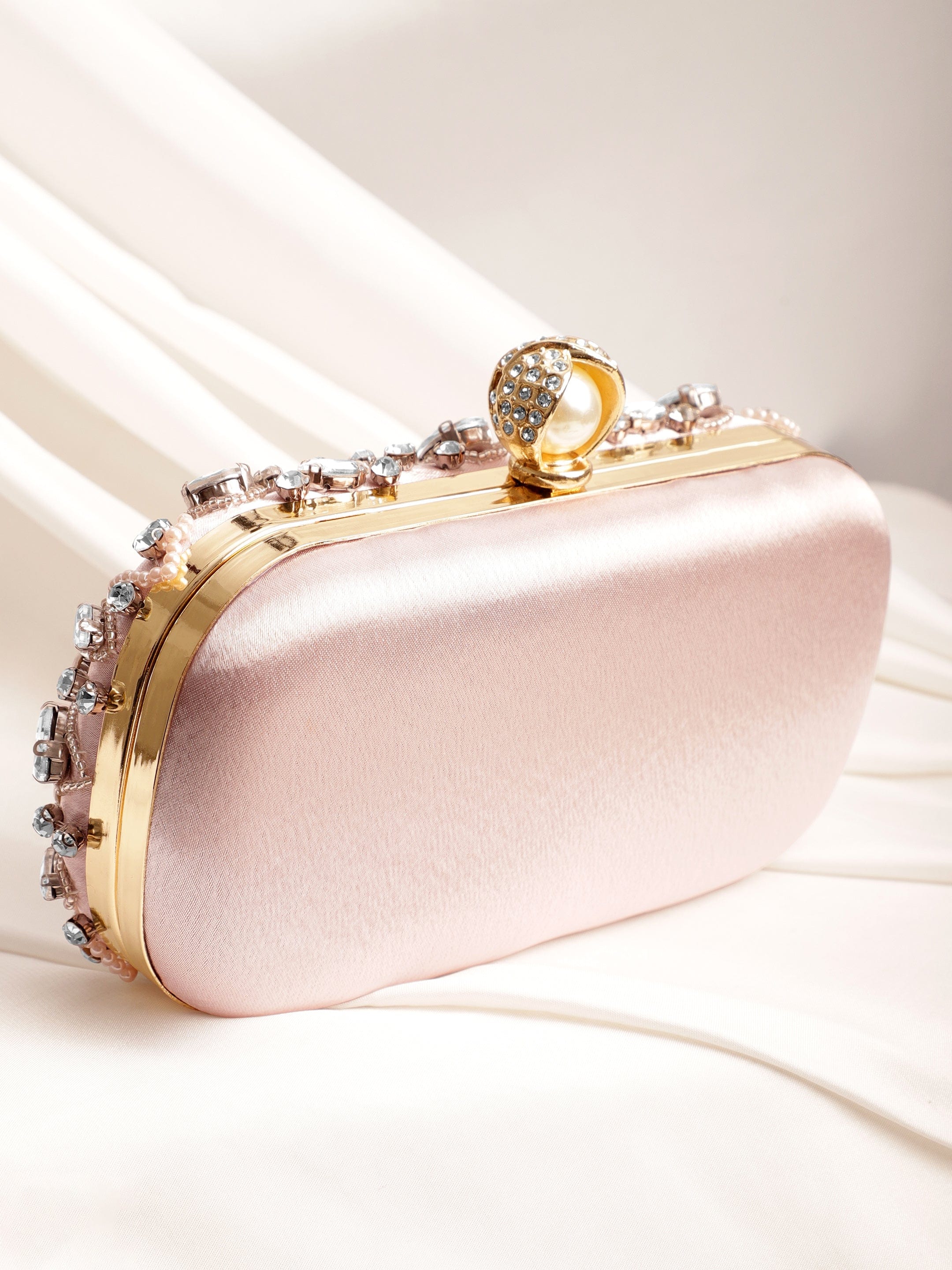 Wentra Pink bag studded with bold crystals exquisite clutch handbag