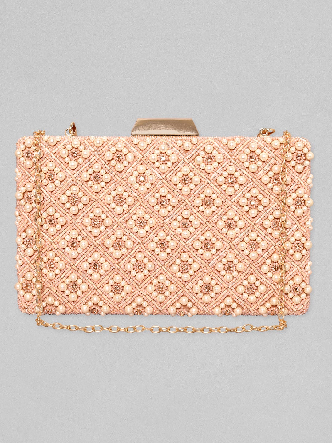 Wentra Pink Embellished Shopper Handheld Bag