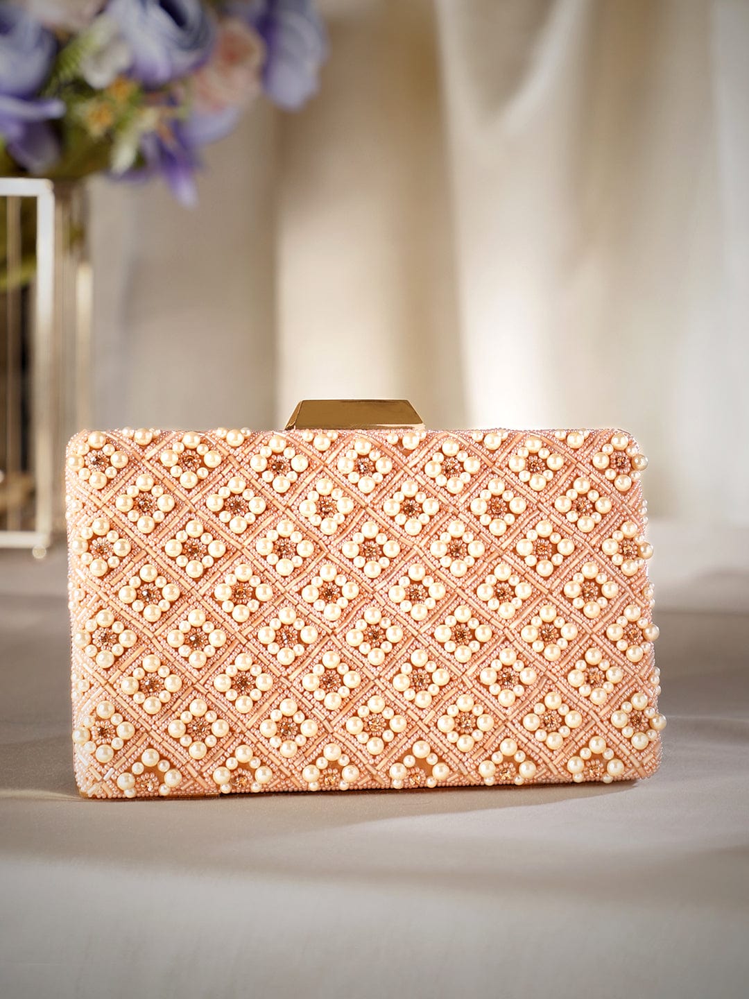 Wentra Pink Embellished Shopper Handheld Bag