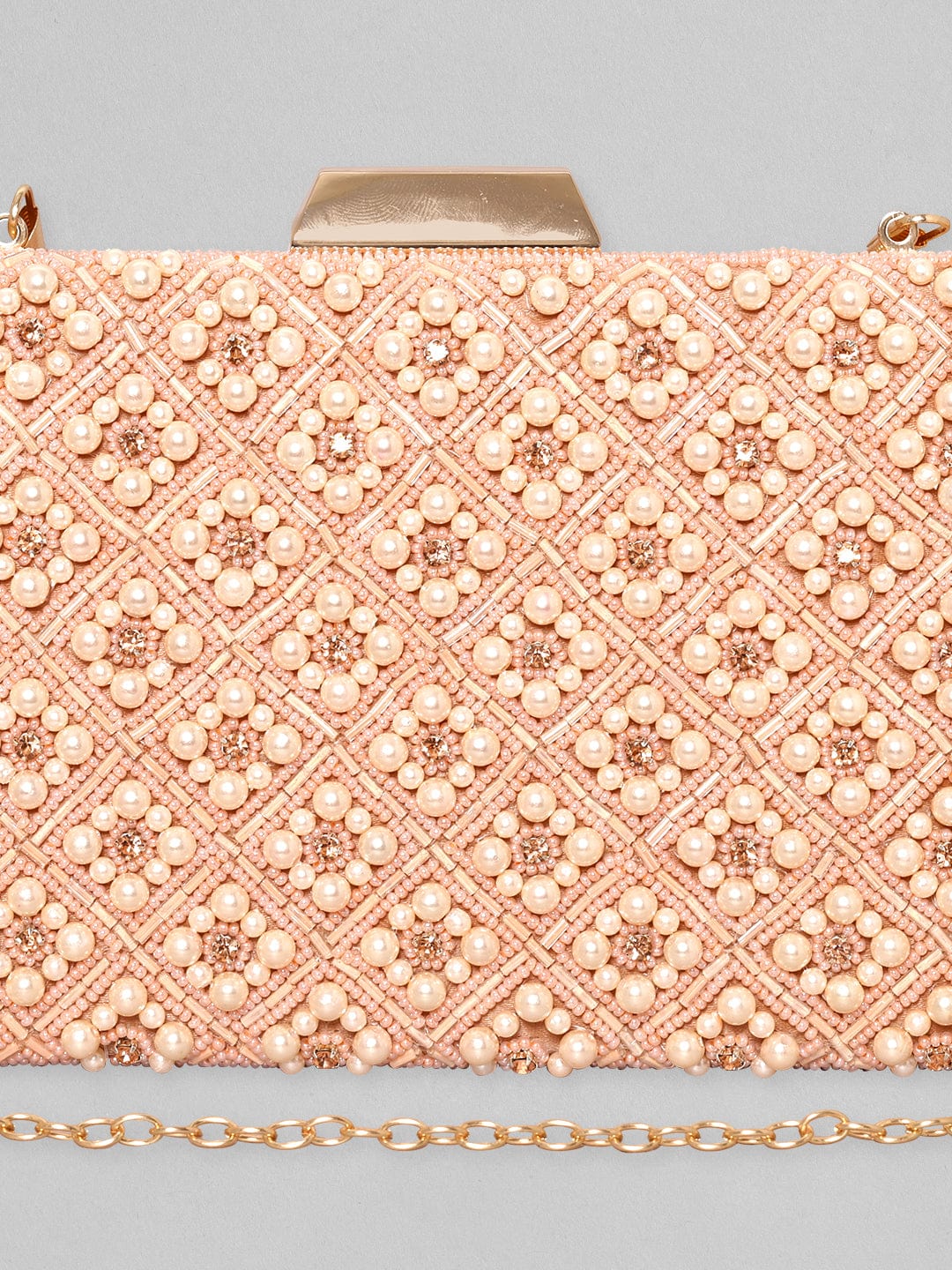 Wentra Pink Embellished Shopper Handheld Bag