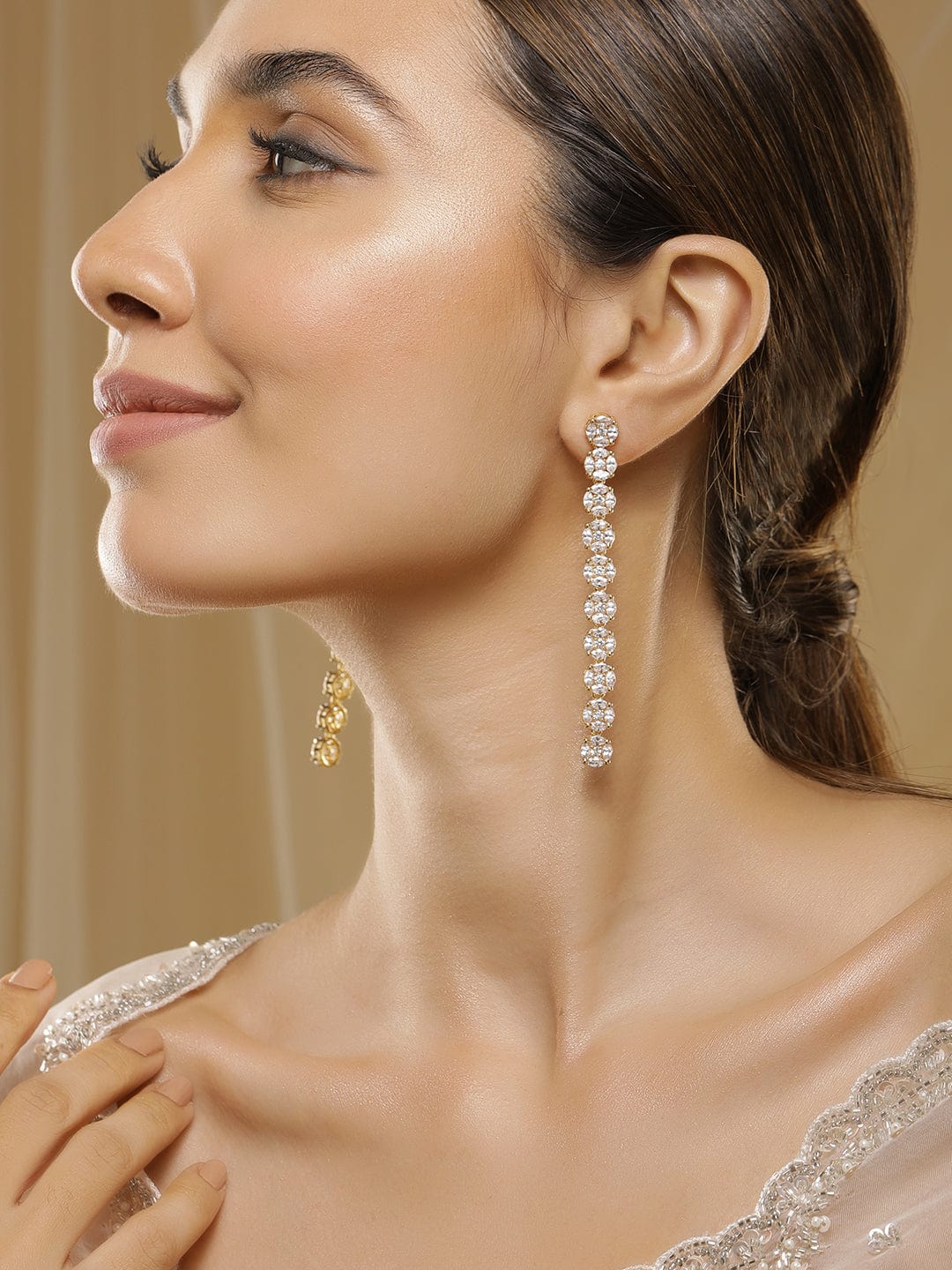 Silver Tinkle American Diamond Zirconia Danglers
