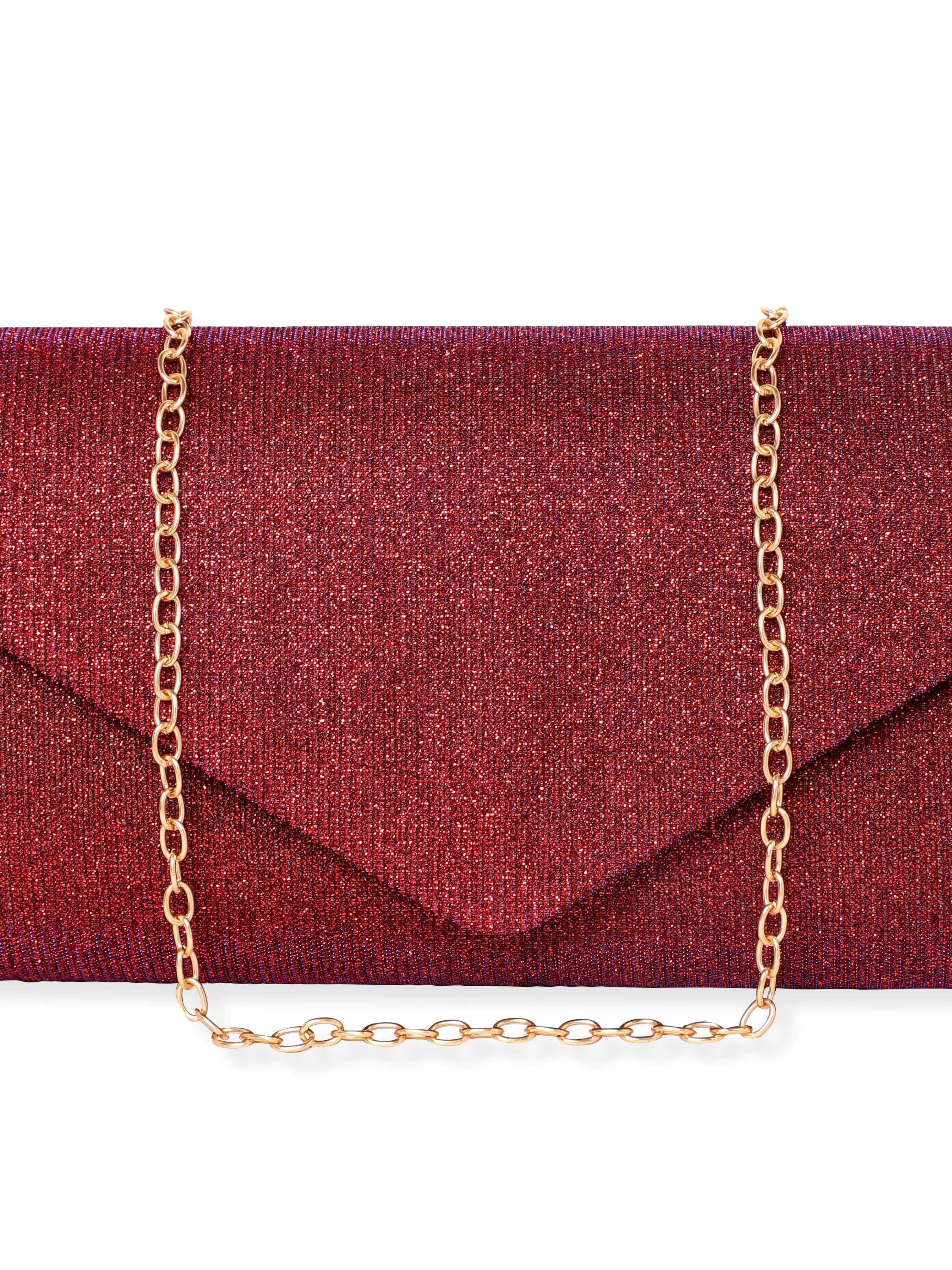 Wentra Radiant Bloom Magenta Textured Shimmery Clutch Bag