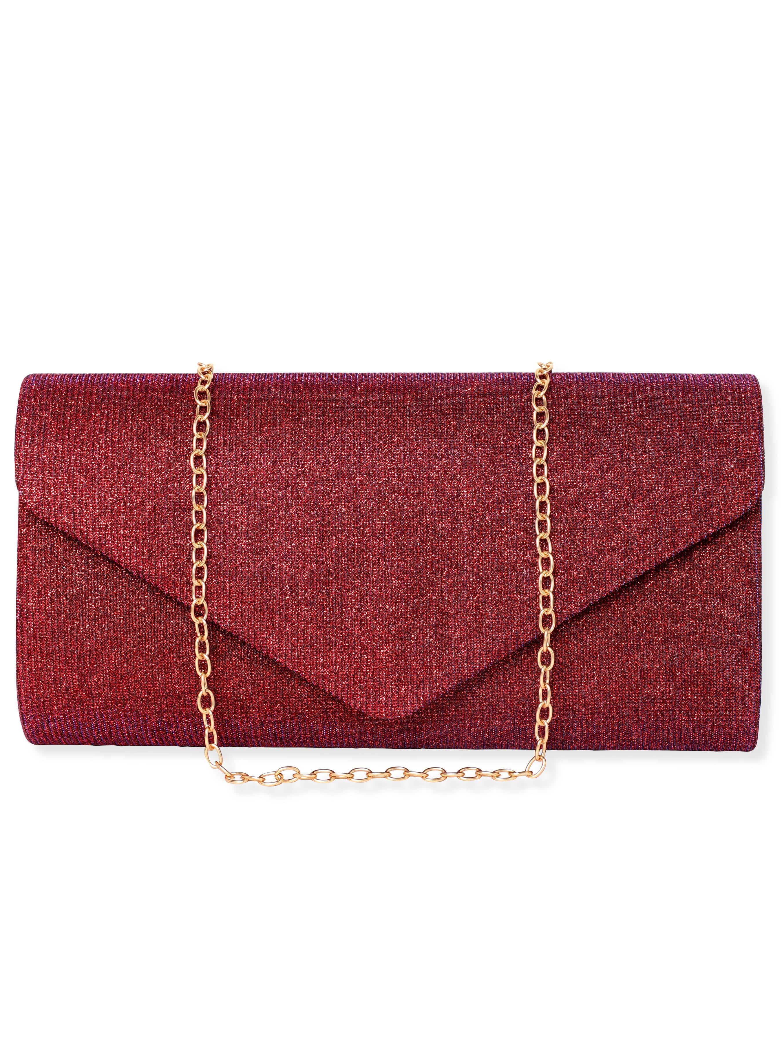 Wentra Radiant Bloom Magenta Textured Shimmery Clutch Bag