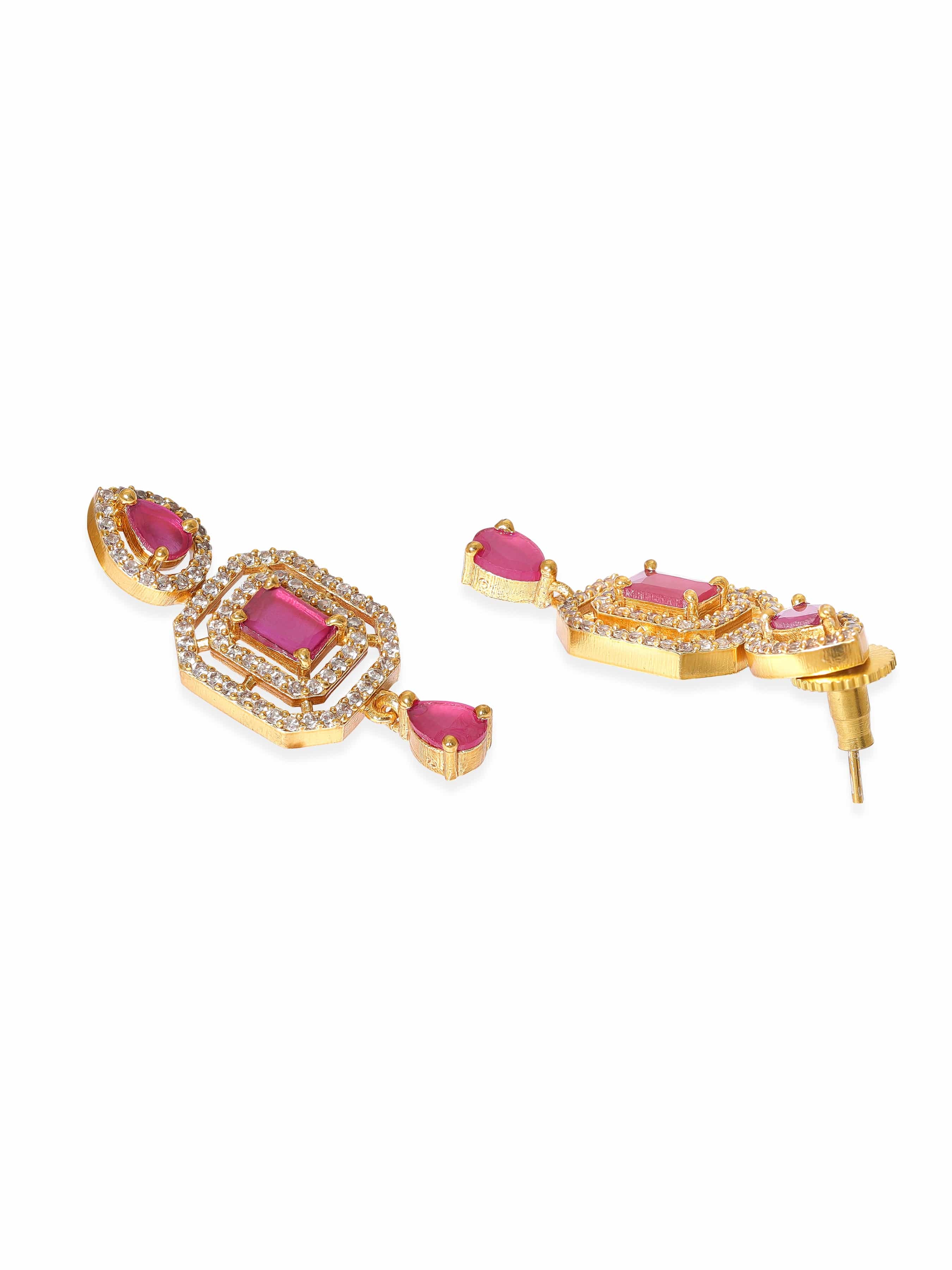American Diamond Zirconia Pink Studded Choker Set