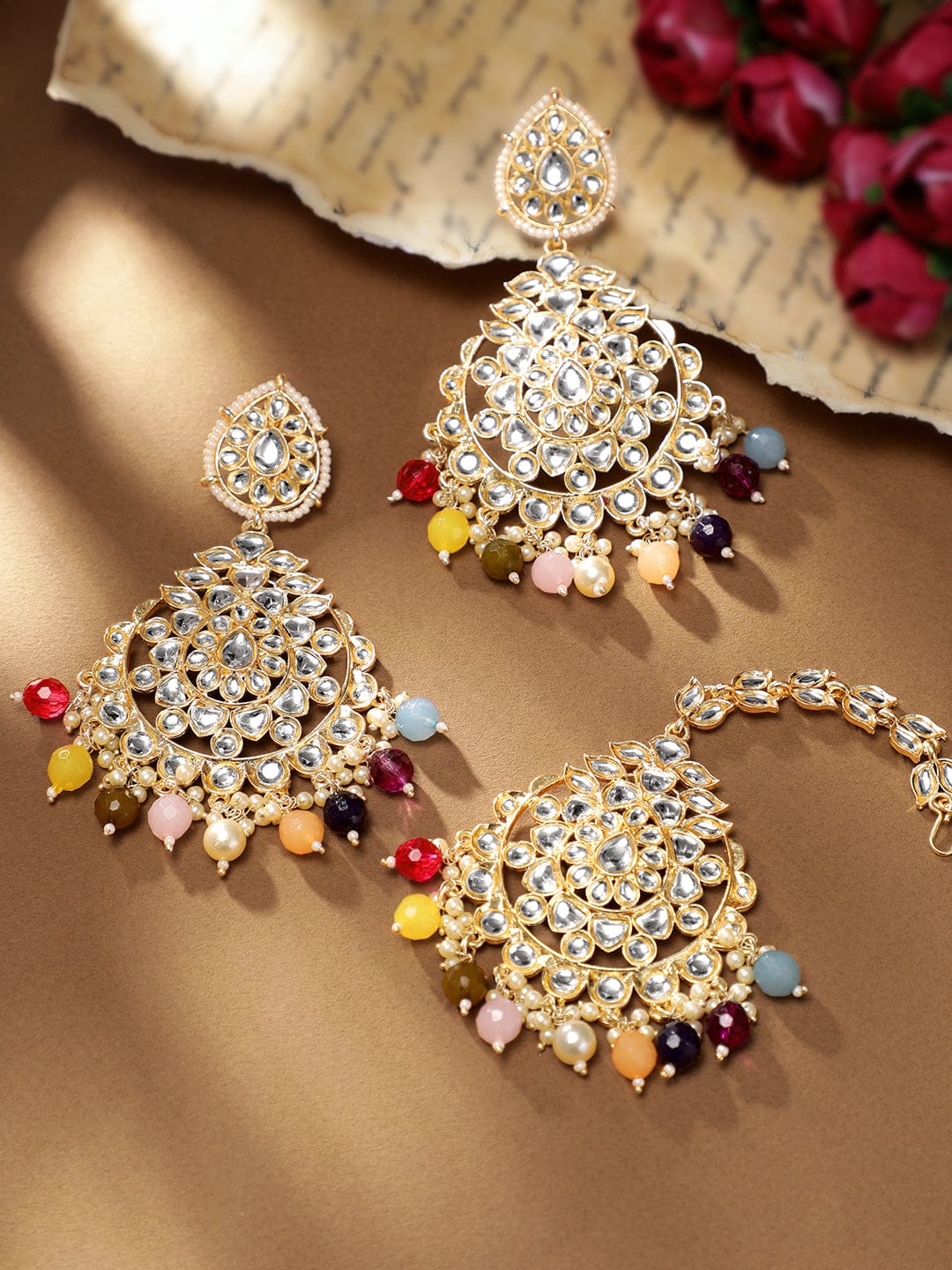 Dancing Hues Multicolour Maangtikka Set