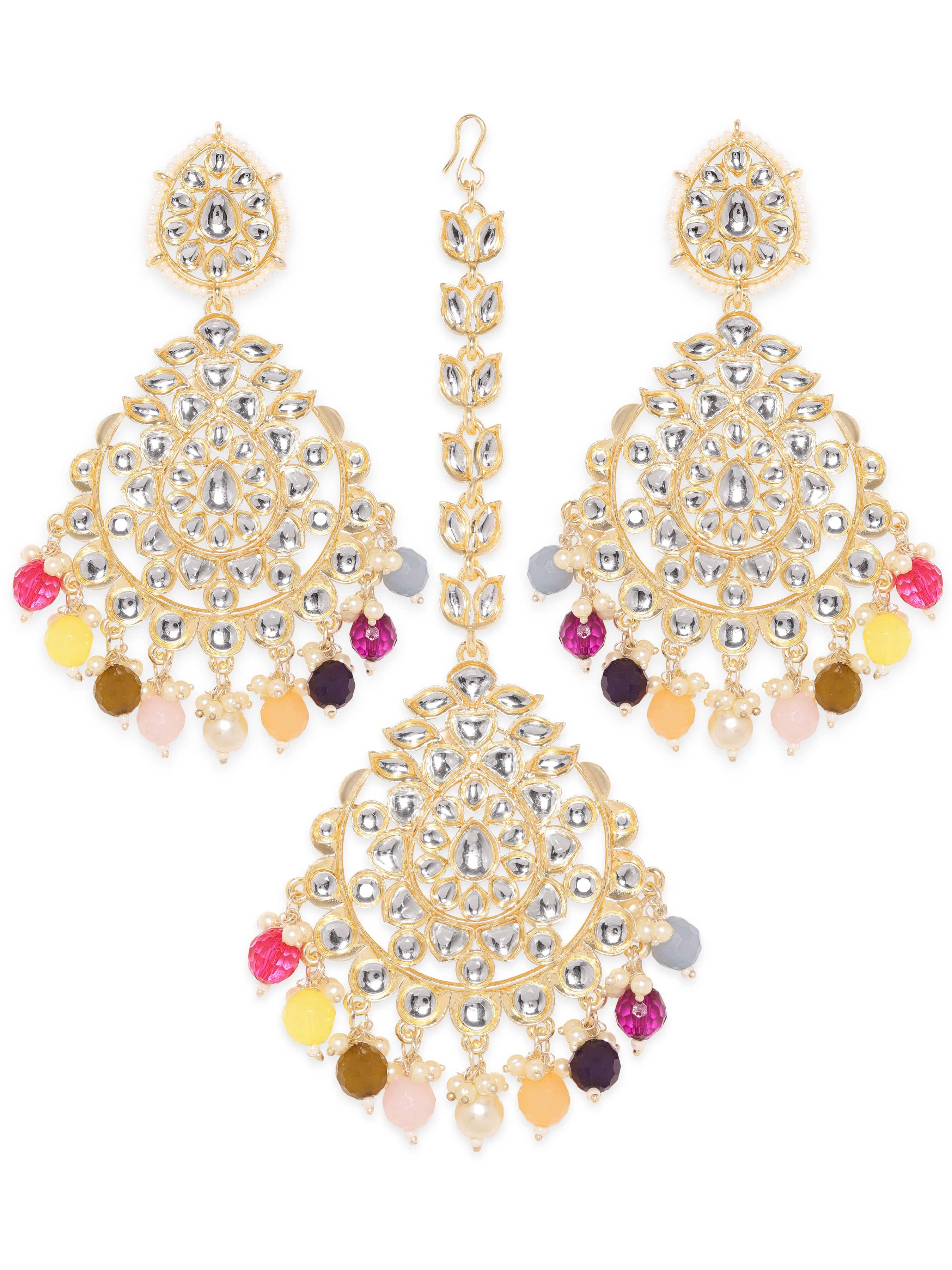 Dancing Hues Multicolour Maangtikka Set