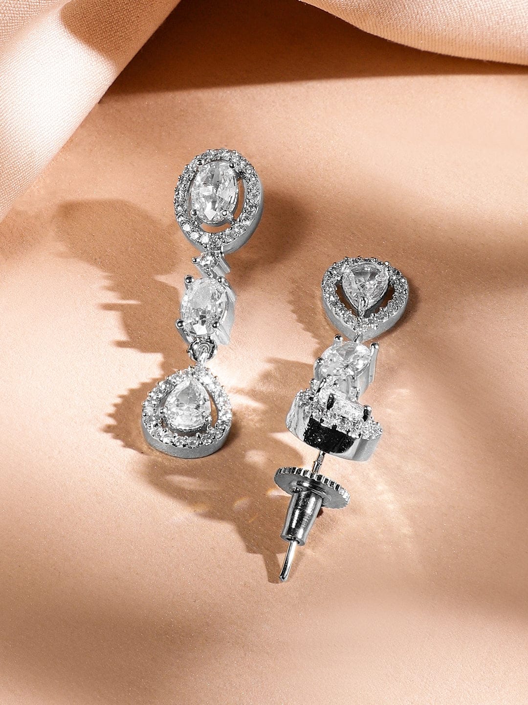 Teardrop Studded Necklace Set in American Diamond Zirconia