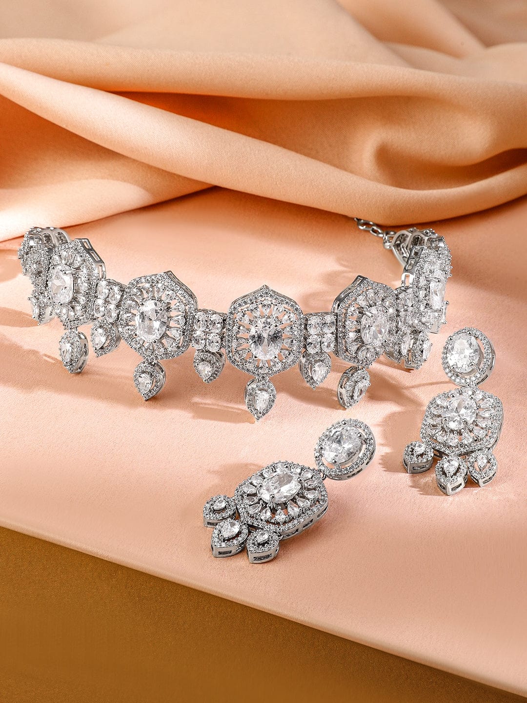 Studded Choker Set in American Diamond Zirconia