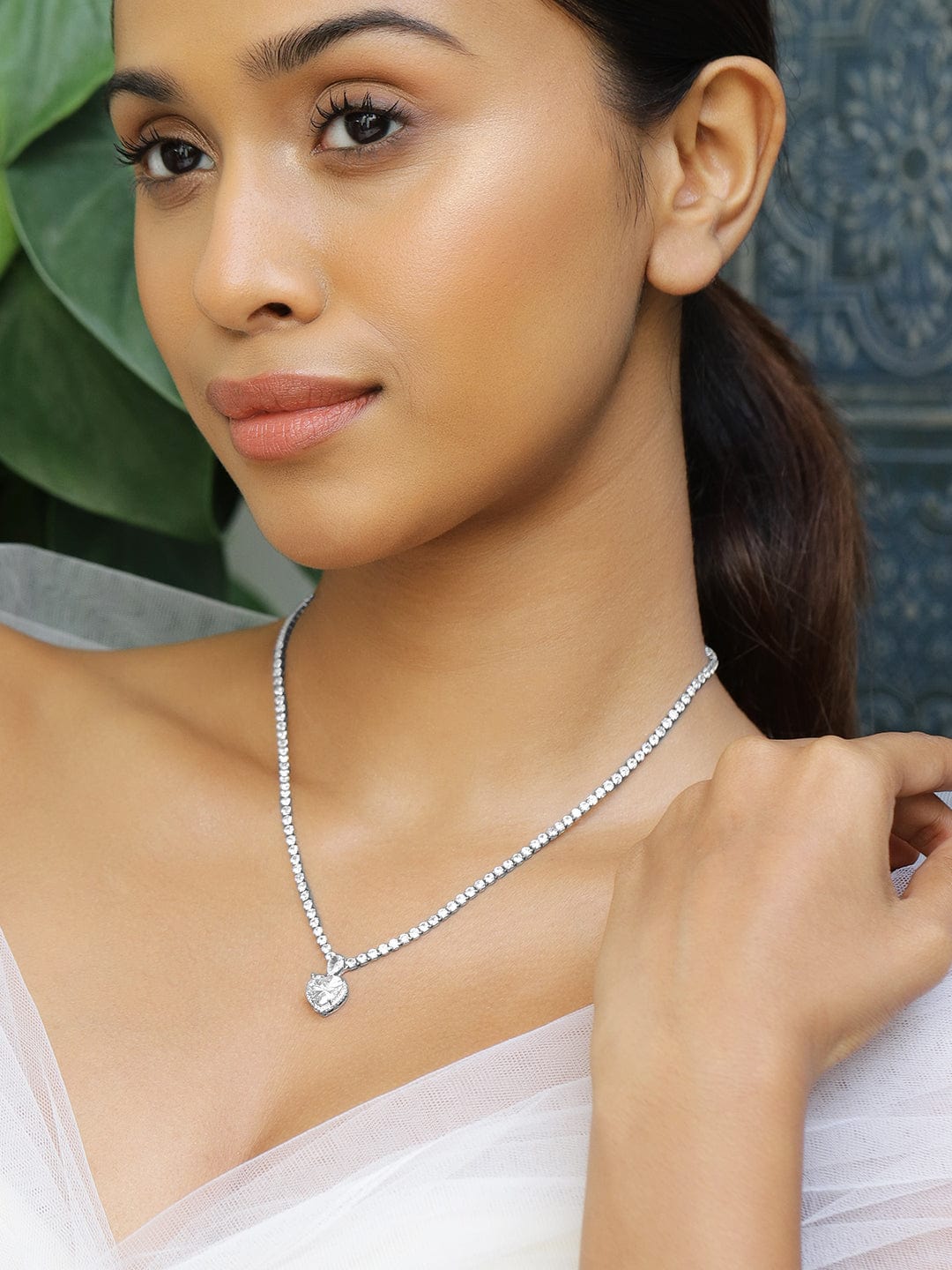 Pure-hearted American Diamond Zirconia Studded Necklace