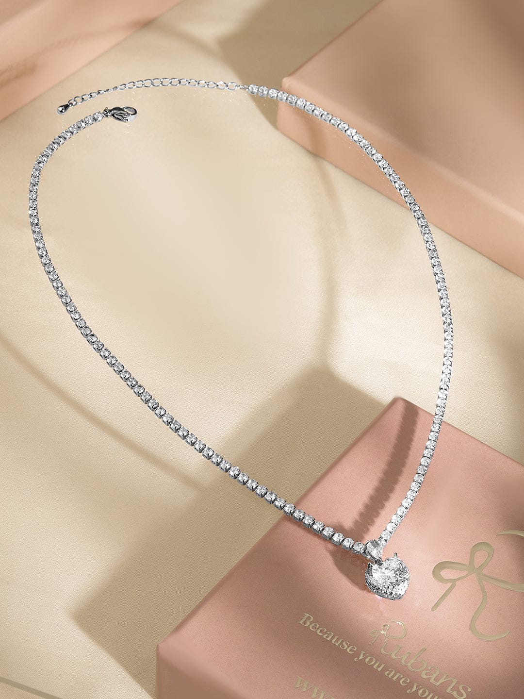 Pure-hearted American Diamond Zirconia Studded Necklace