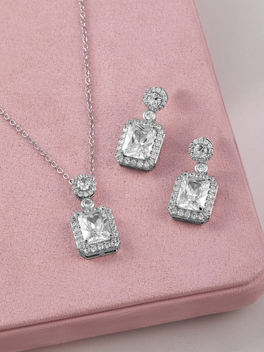 Cubic American Diamond Zirconia Necklace Set