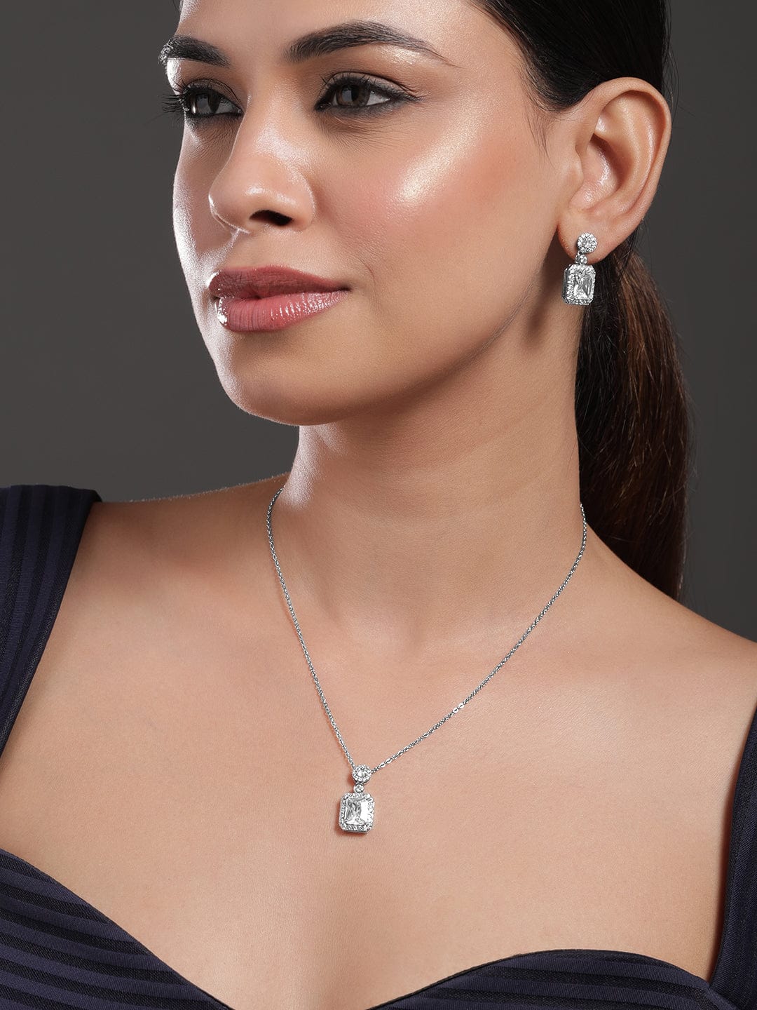 Cubic American Diamond Zirconia Necklace Set