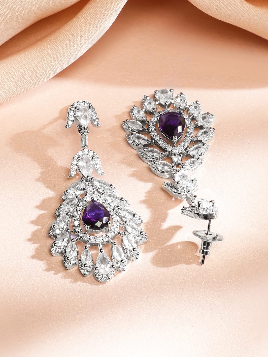 Blue Teardrop American Diamond Zirconia Necklace Set