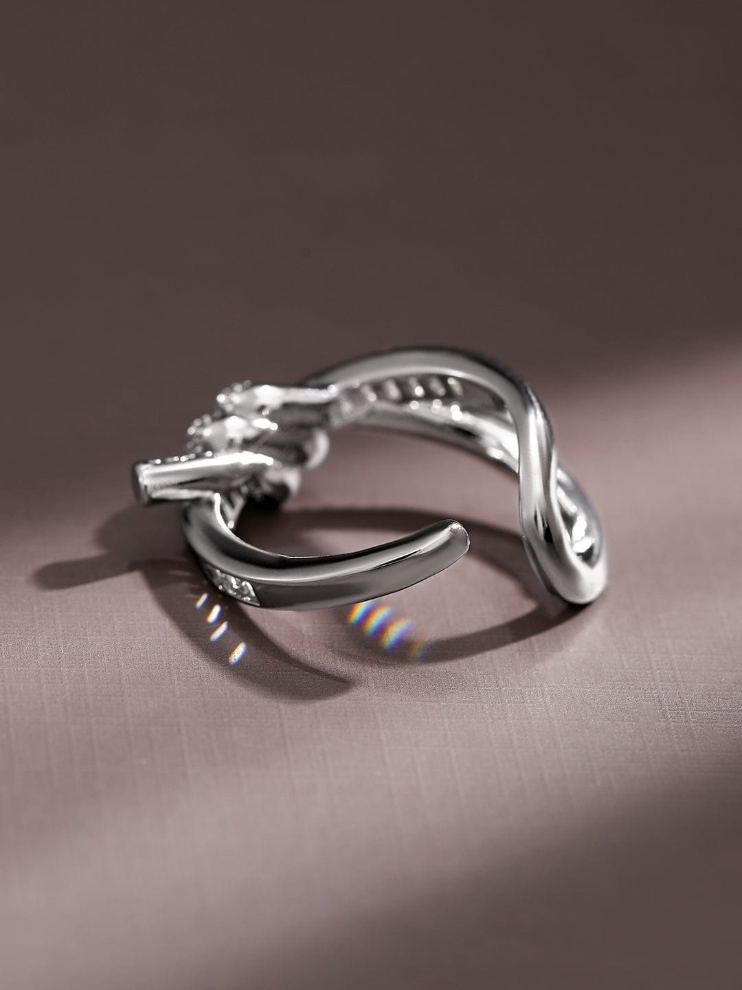 American Diamond Zirconia Sleek Knot Ring