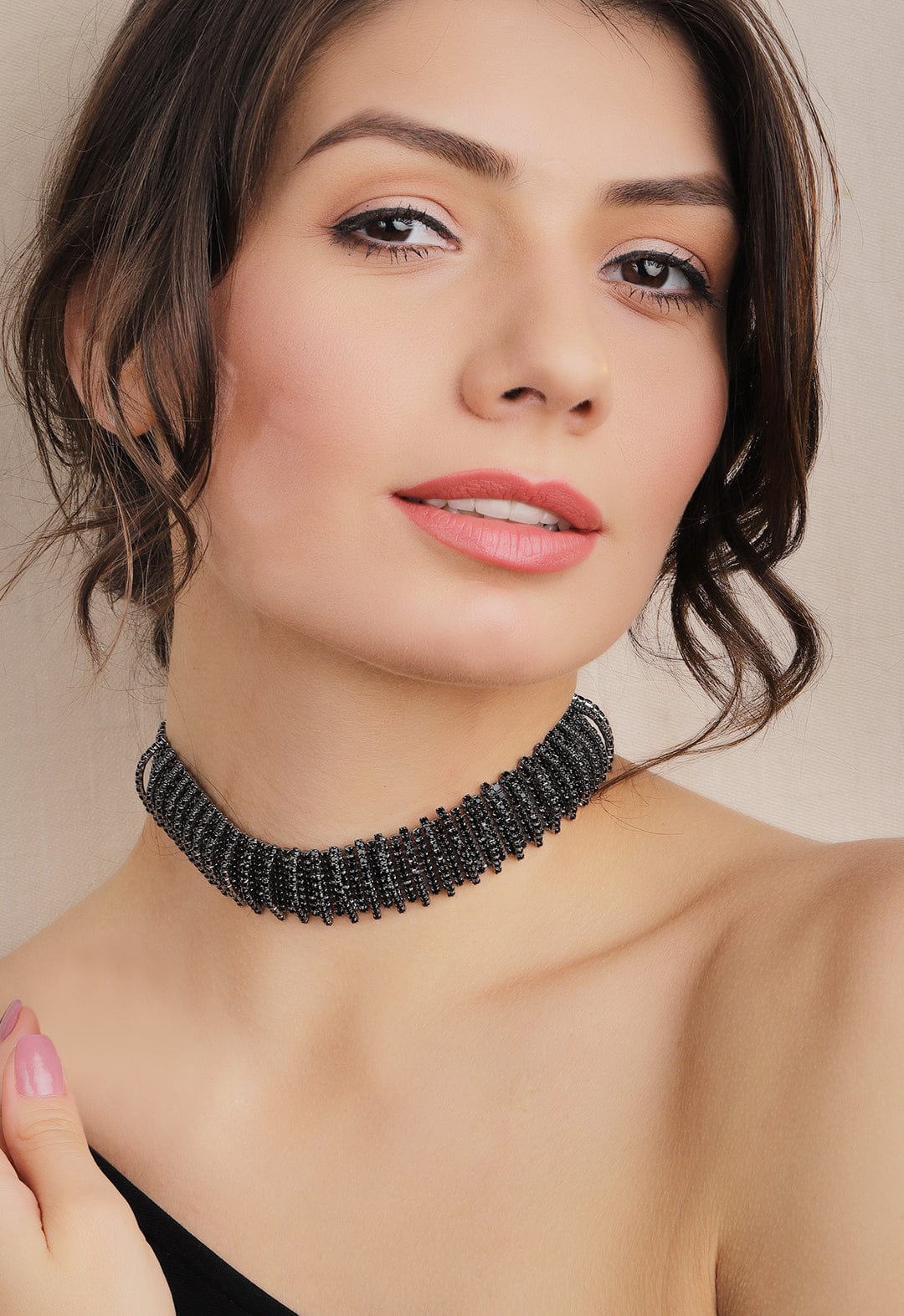 Bold Rhinestone Studded Statement Necklace