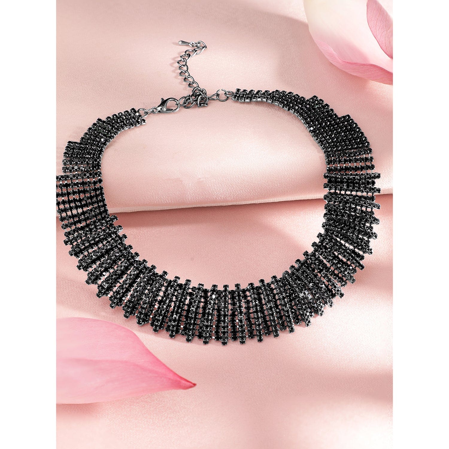 Bold Rhinestone Studded Statement Necklace