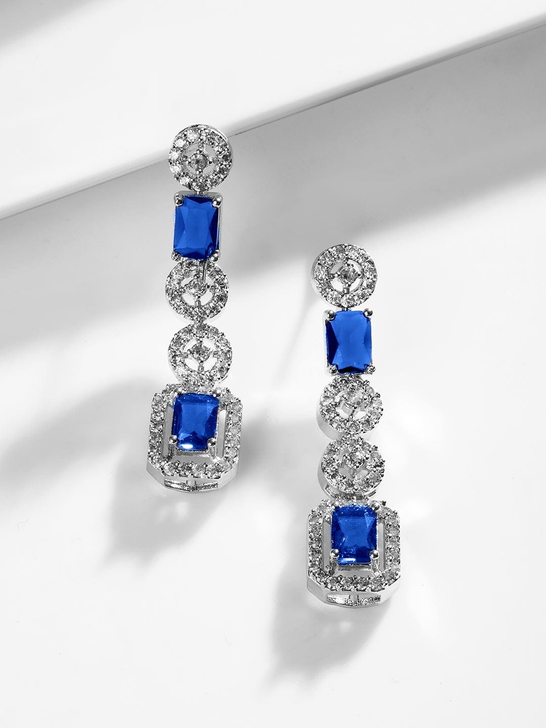 Blue American Diamond Zirconia Studded Necklace Set