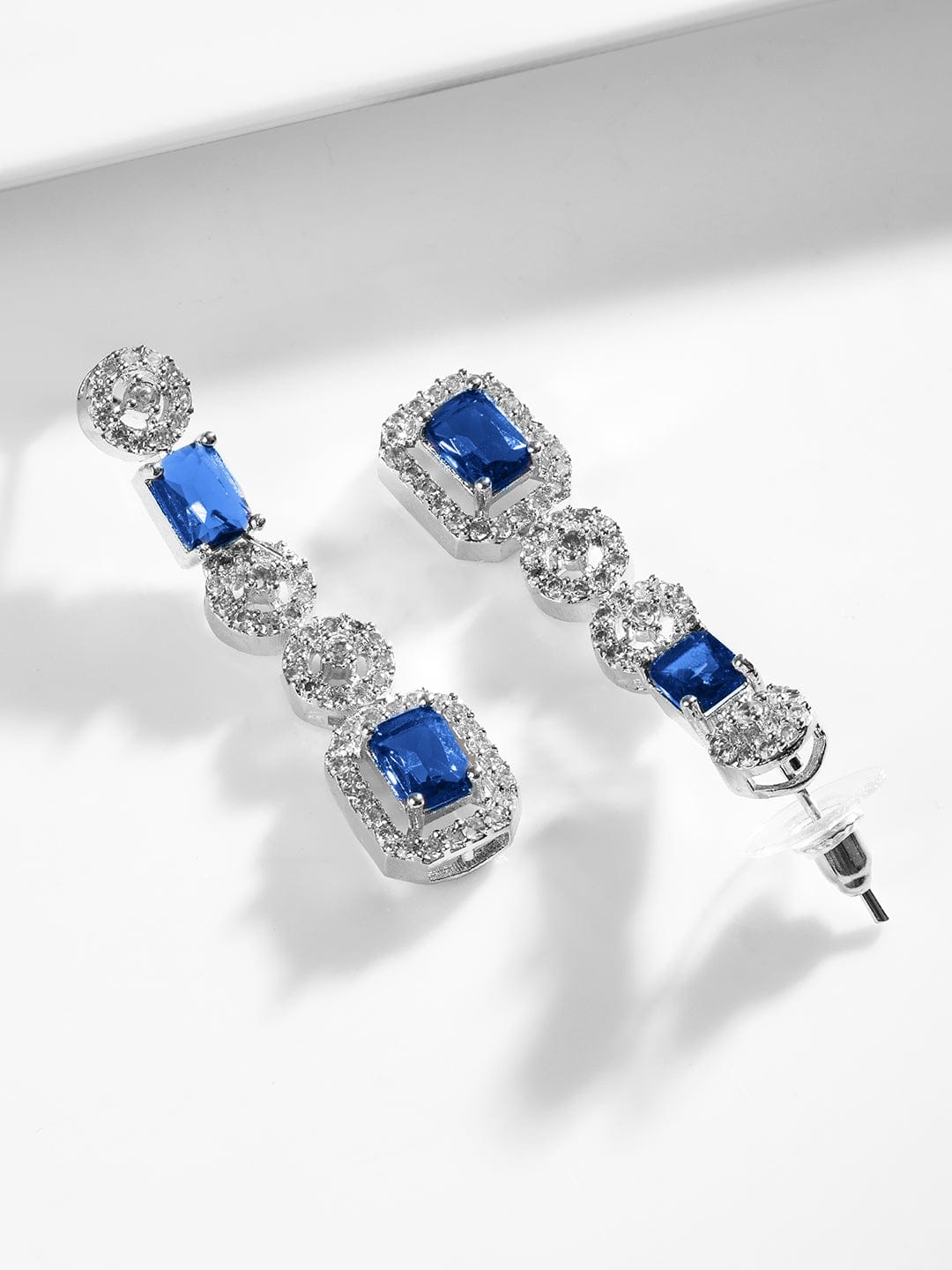 Blue American Diamond Zirconia Studded Necklace Set