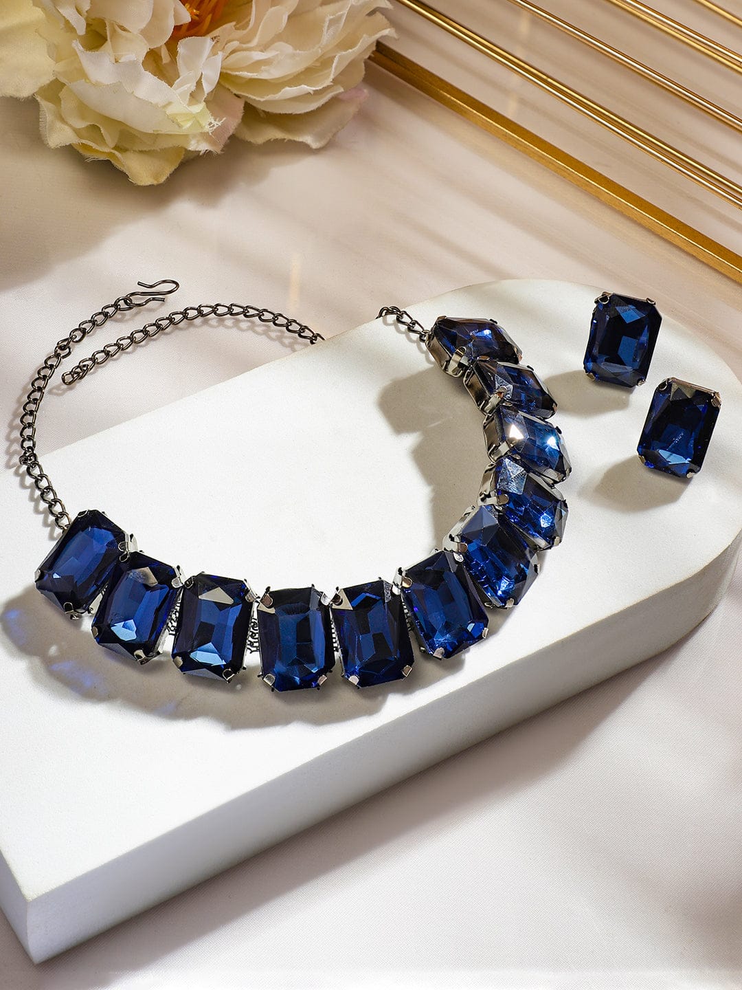 Blue Crystal Necklace Set