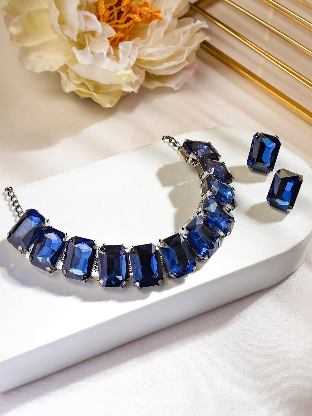 Blue Crystal Necklace Set