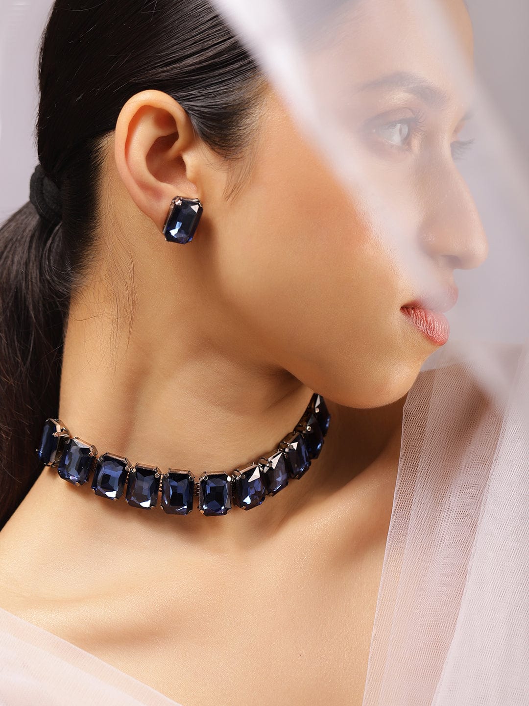 Blue Crystal Necklace Set