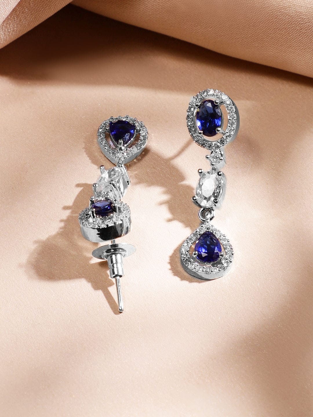 Blue American Diamond Zirconia Layered Necklace Set