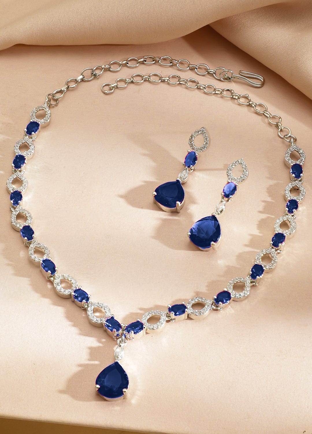 Blue Drop American Diamond Zirconia Necklace Set