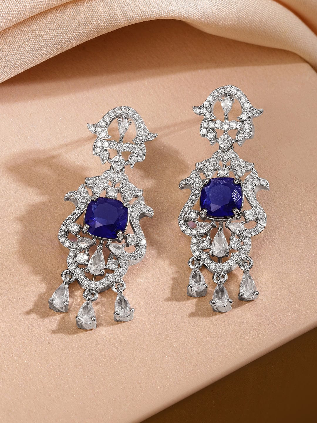 Blue Necklace Set With American Diamond Zirconia