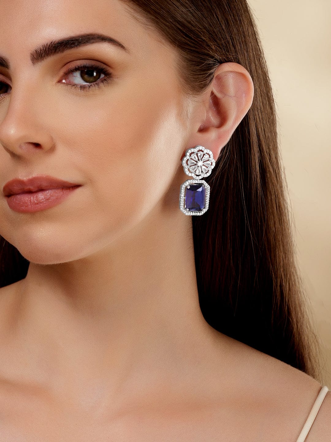 Royal Aura Blue Stone Drop Earrings