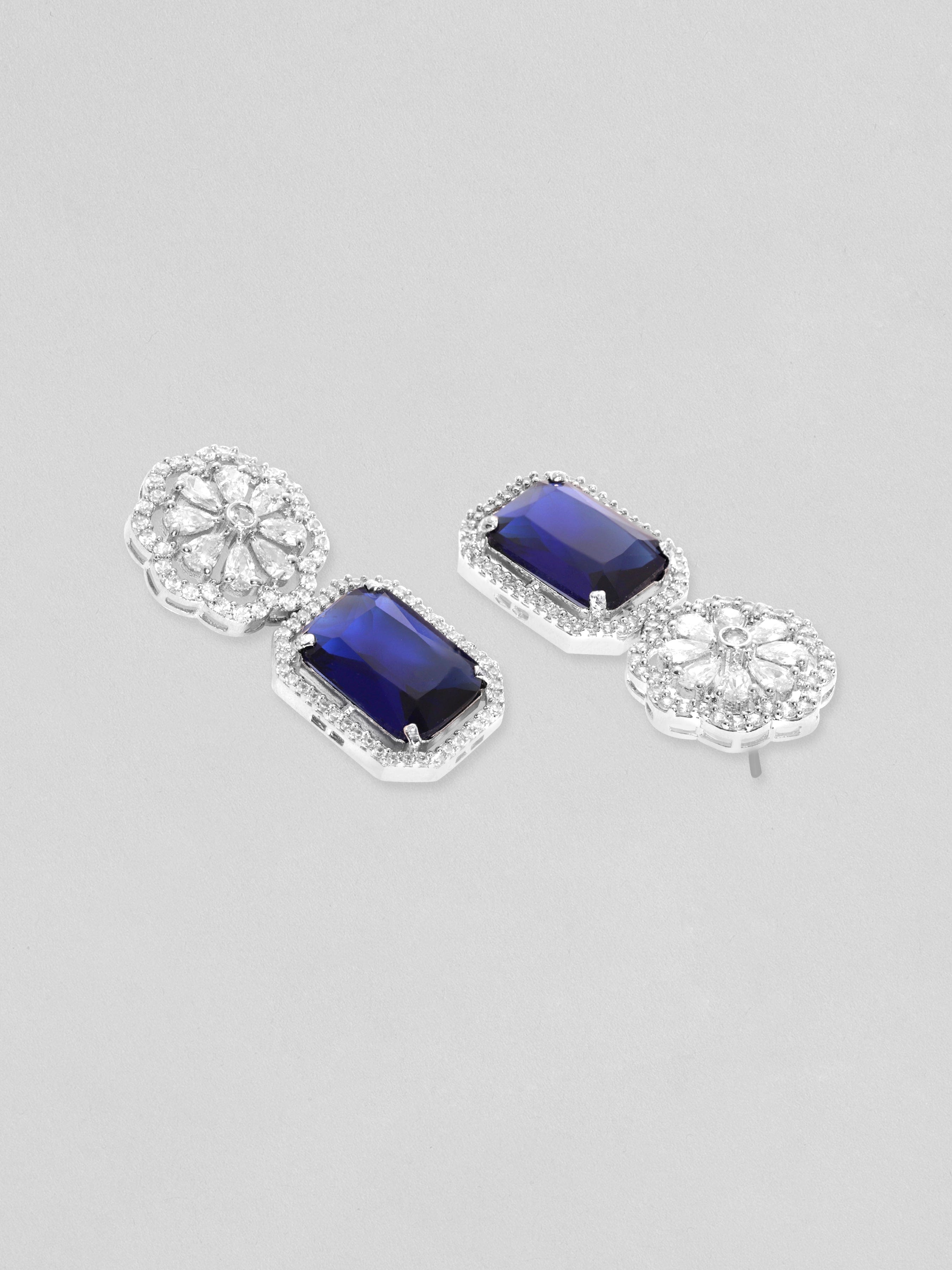 Royal Aura Blue Stone Drop Earrings