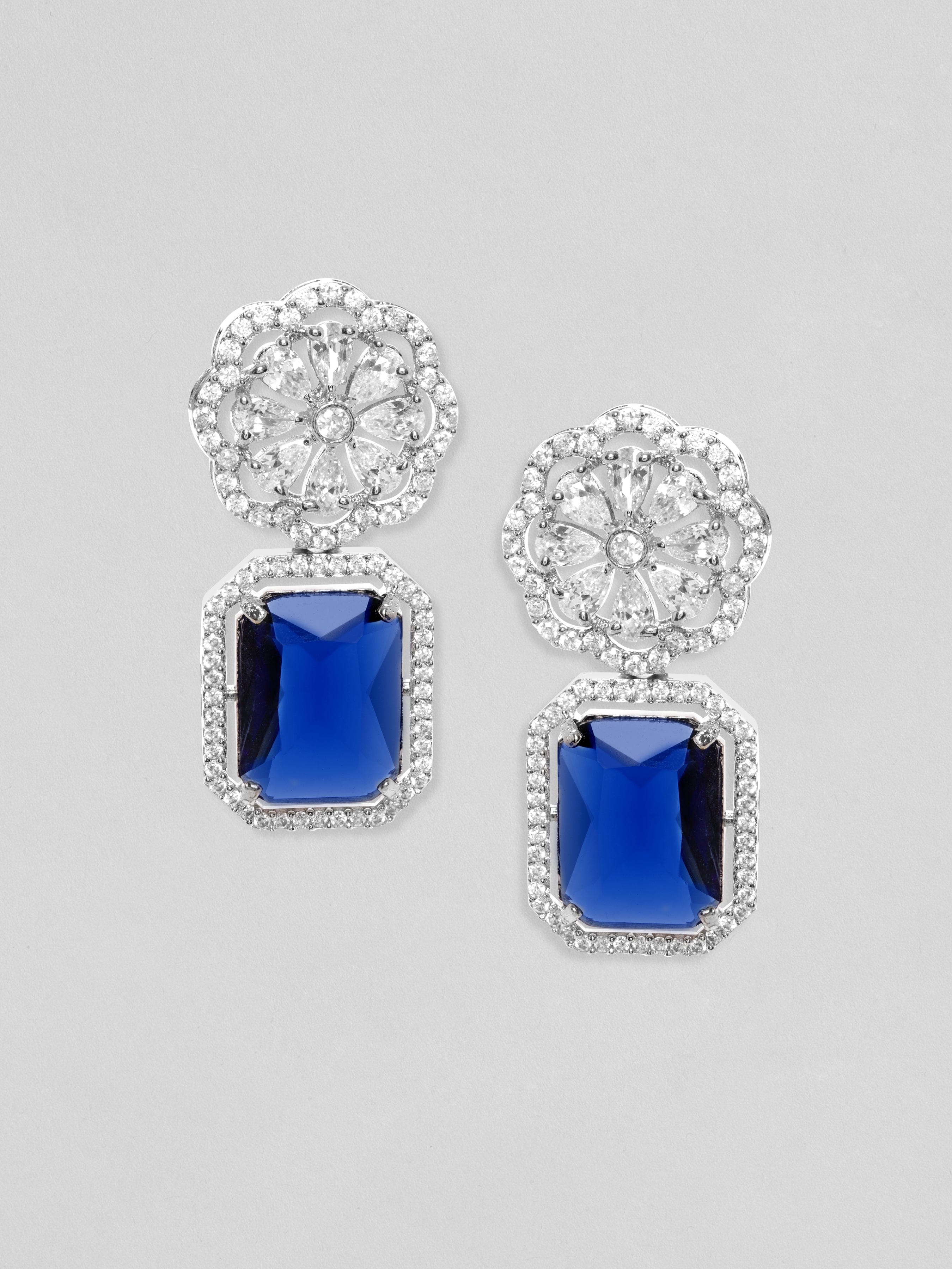 Royal Aura Blue Stone Drop Earrings