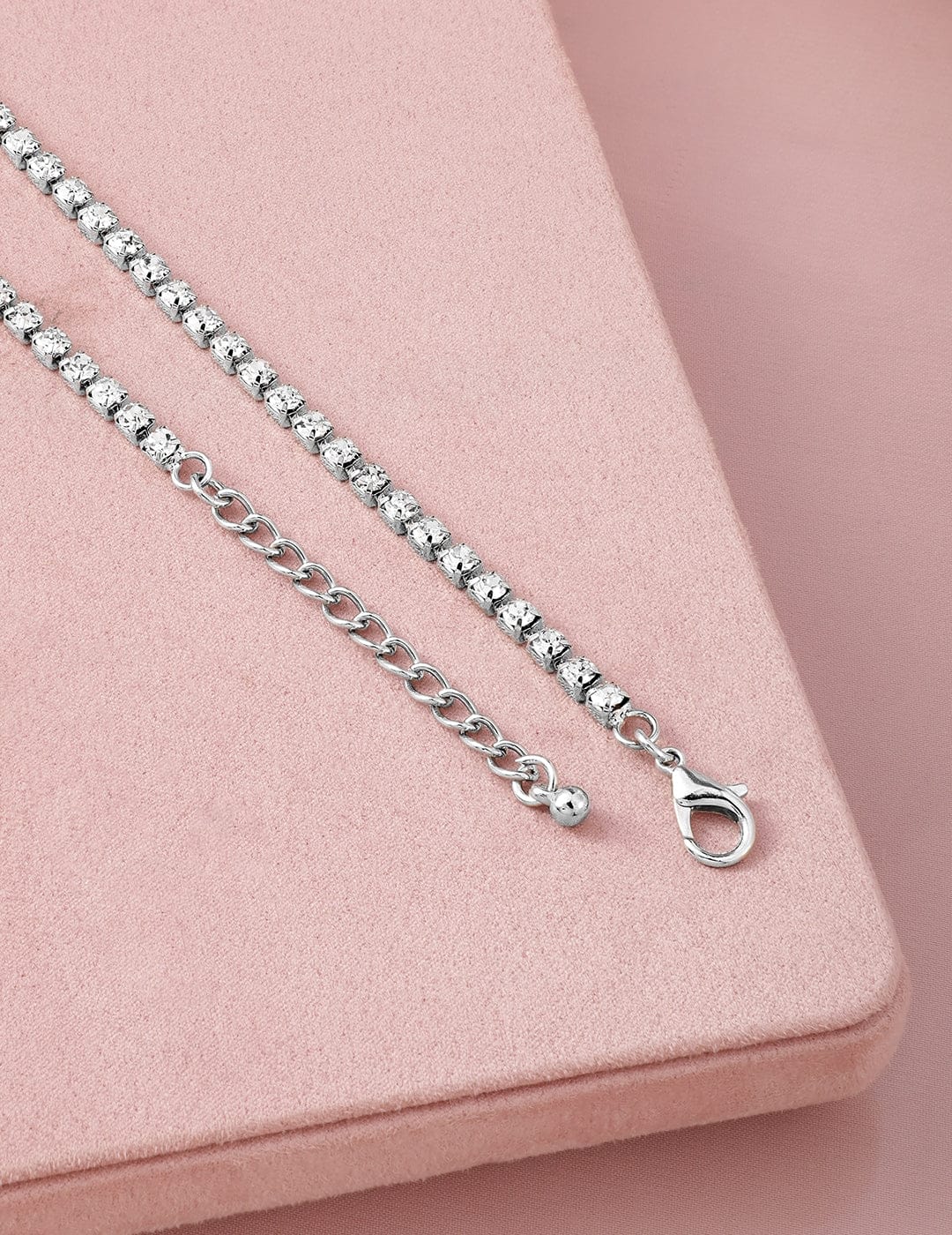 Crystal Heart Studded White Necklace