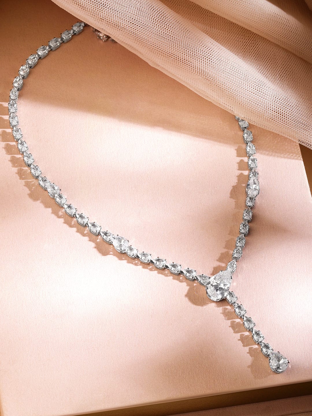 Crystal Studded White Necklace