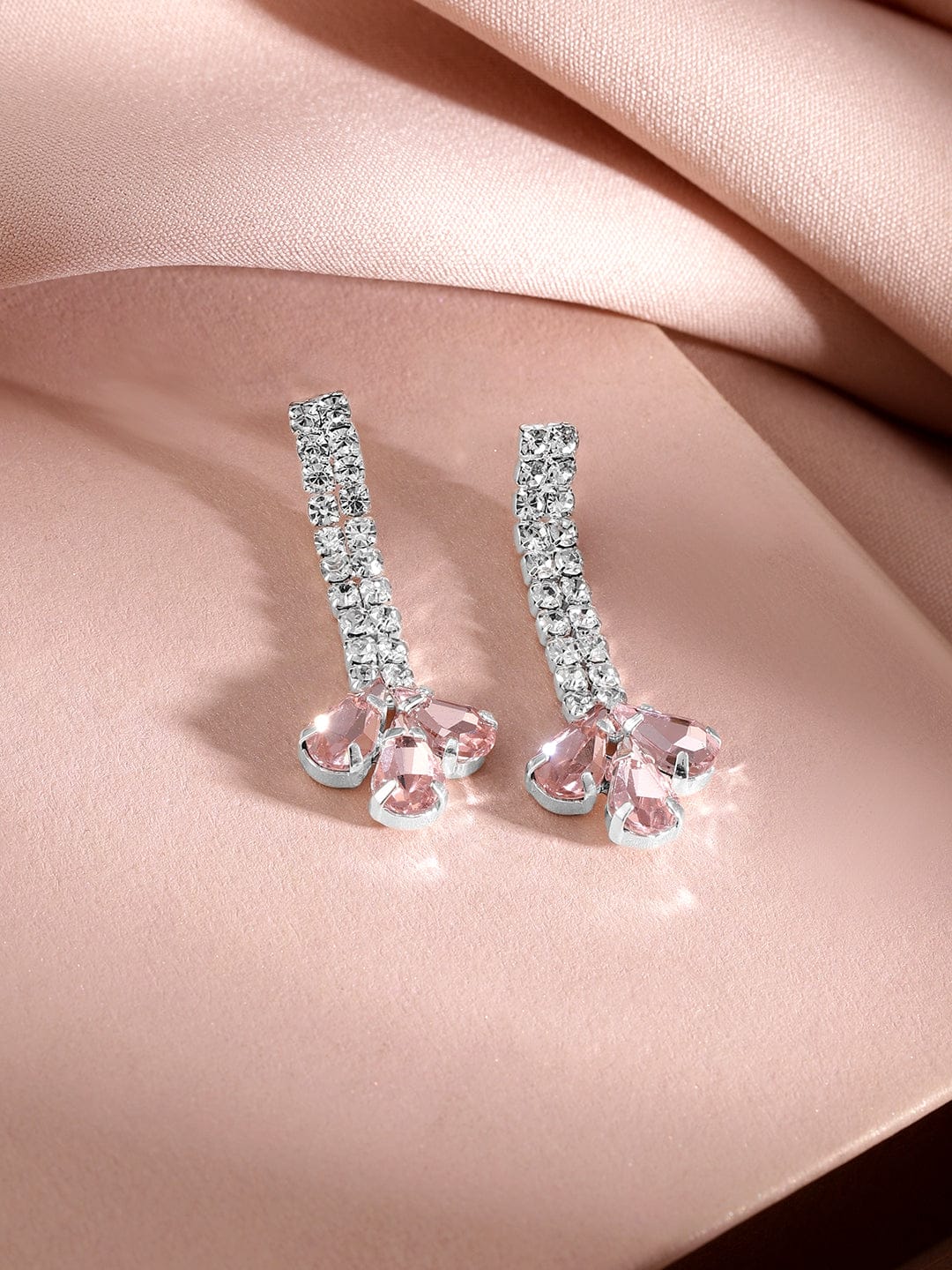 American Diamond Zirconia Pink Necklace Set