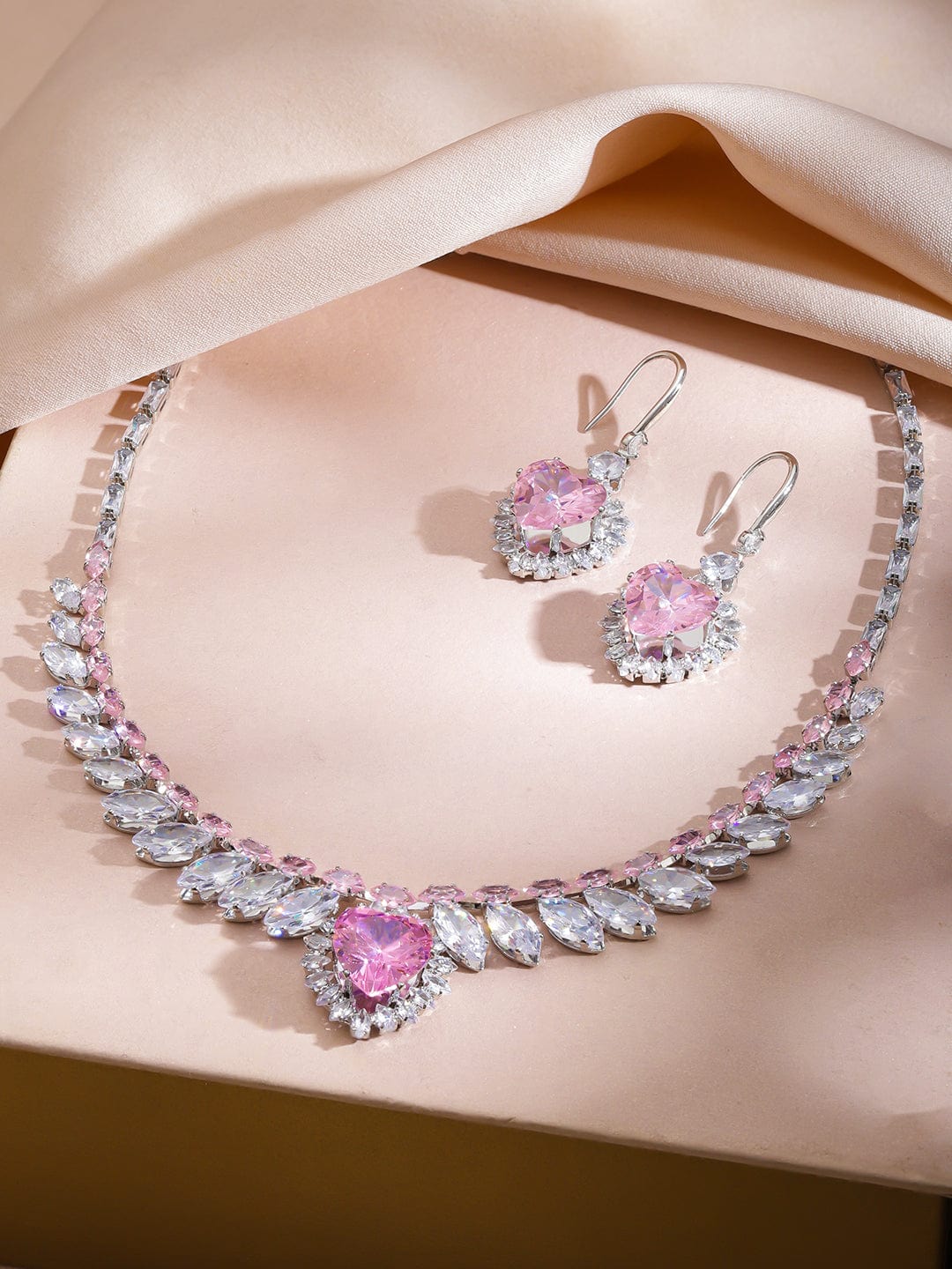 Wings of Freedom Crystal Necklace Set - Pink