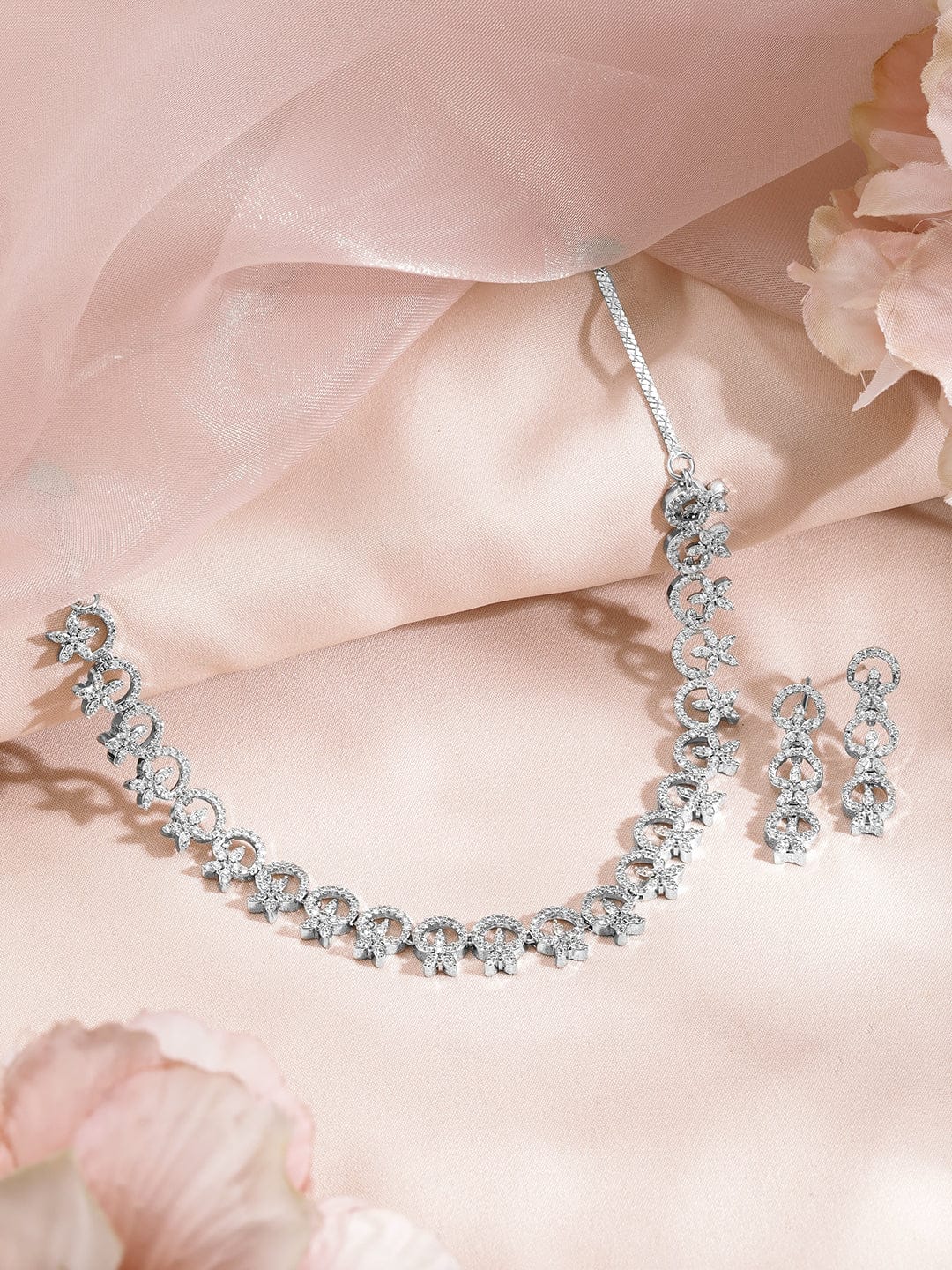 Studded American Diamond Zirconia Sparkling Necklace Set