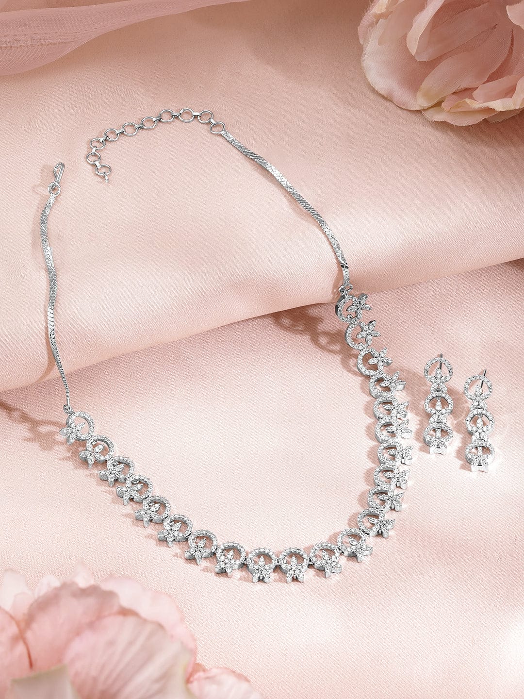Studded American Diamond Zirconia Sparkling Necklace Set