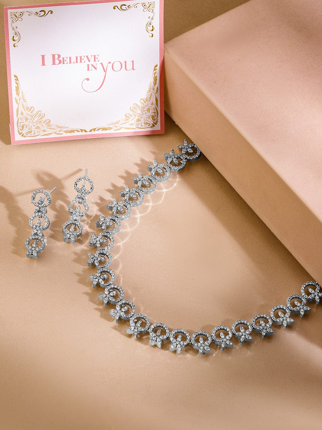 Studded American Diamond Zirconia Sparkling Necklace Set