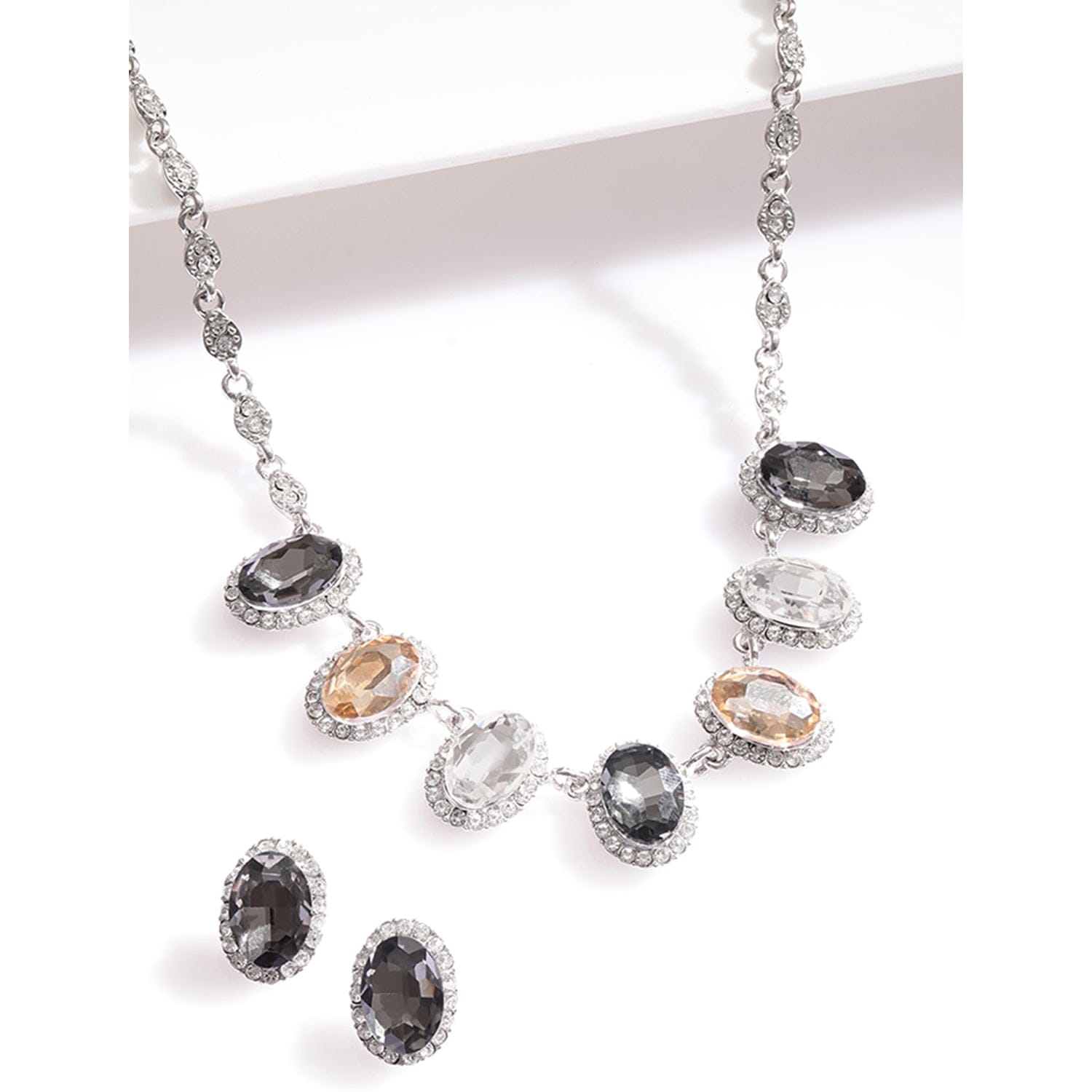 Multicolor Silver Toned Necklace Set