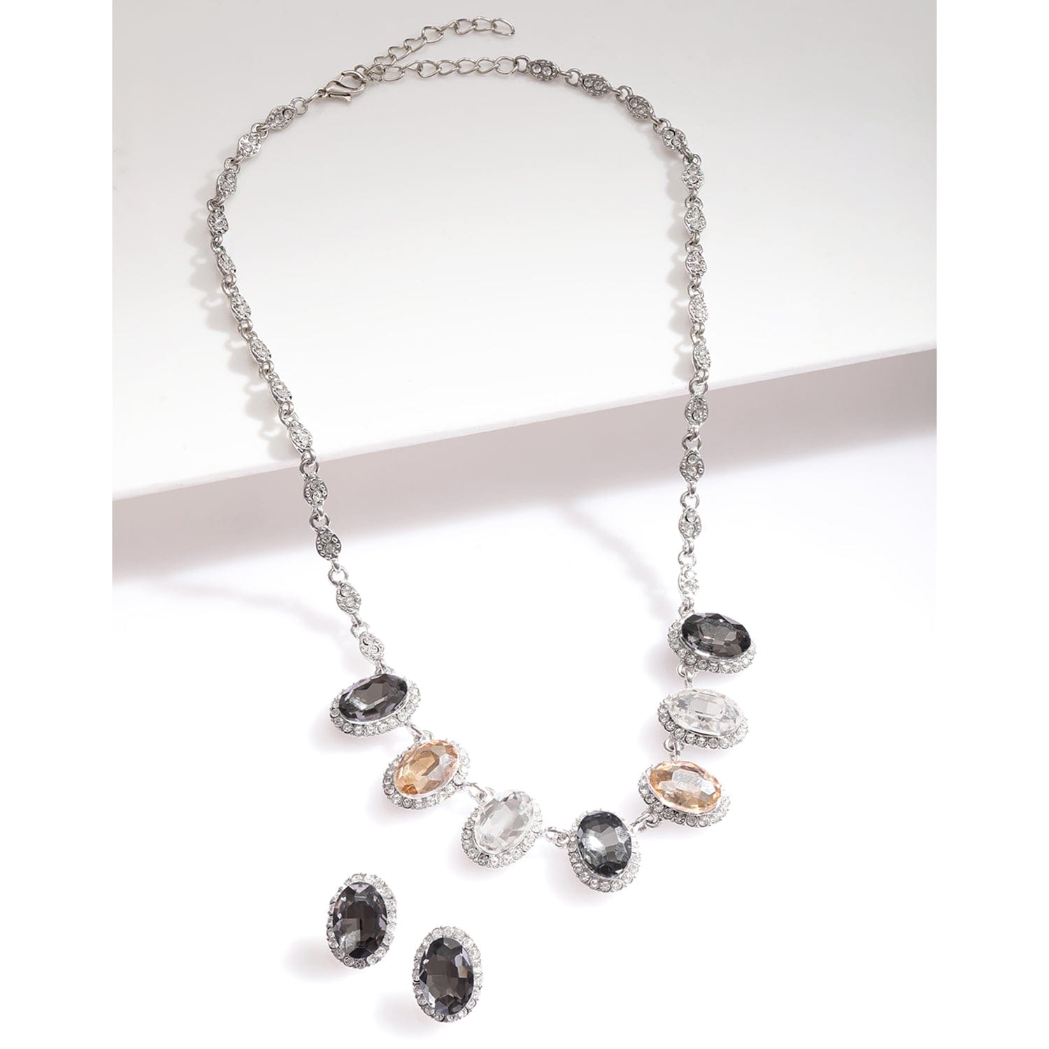 Multicolor Silver Toned Necklace Set
