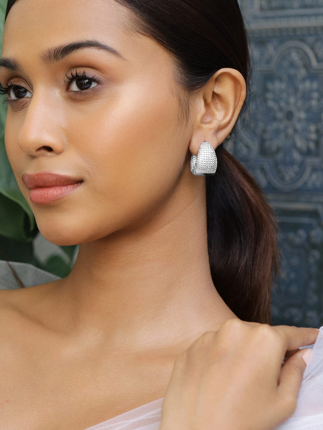 Opulent Shine American Diamond Zirconia Studded Hoops