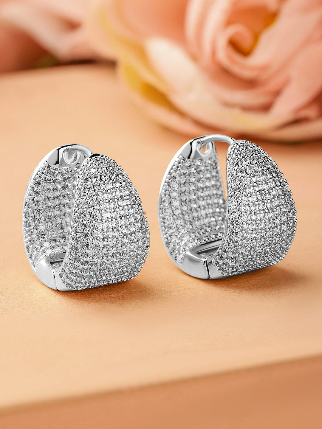Opulent Shine American Diamond Zirconia Studded Hoops