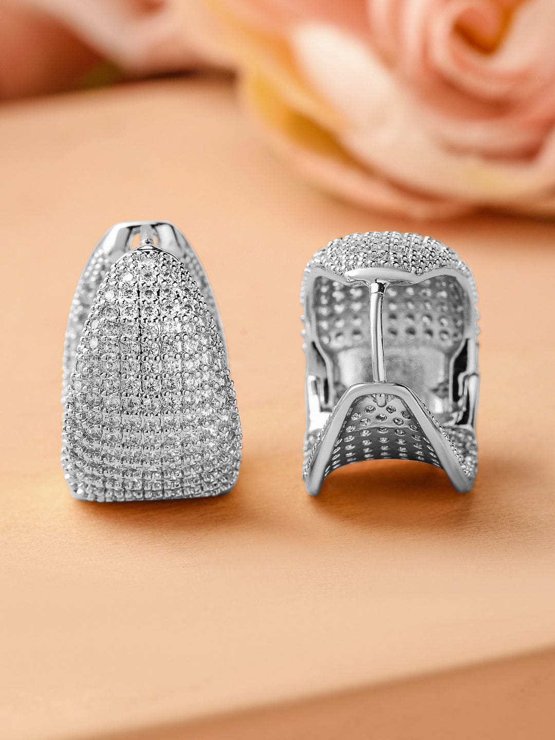 Opulent Shine American Diamond Zirconia Studded Hoops