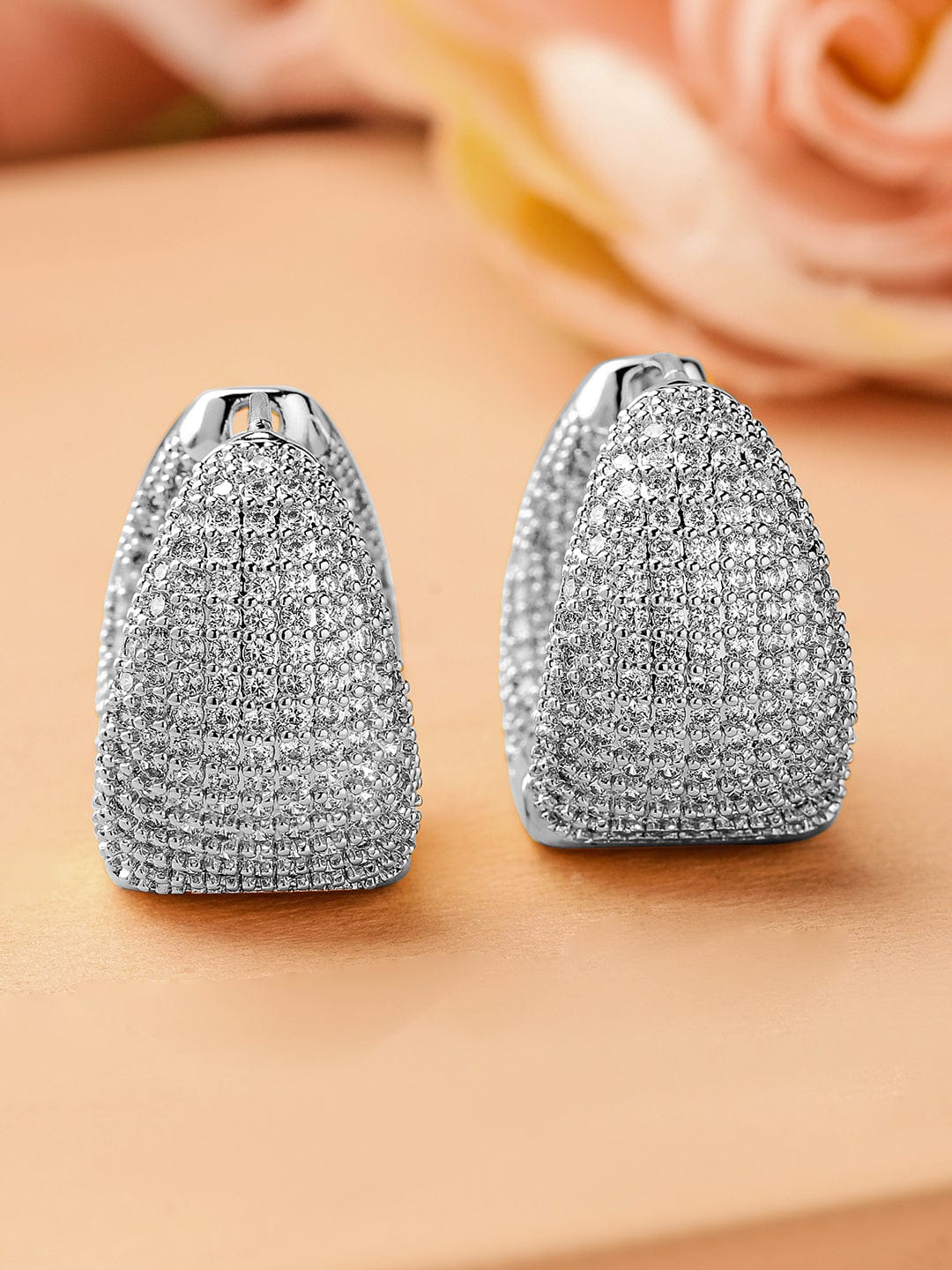Opulent Shine American Diamond Zirconia Studded Hoops