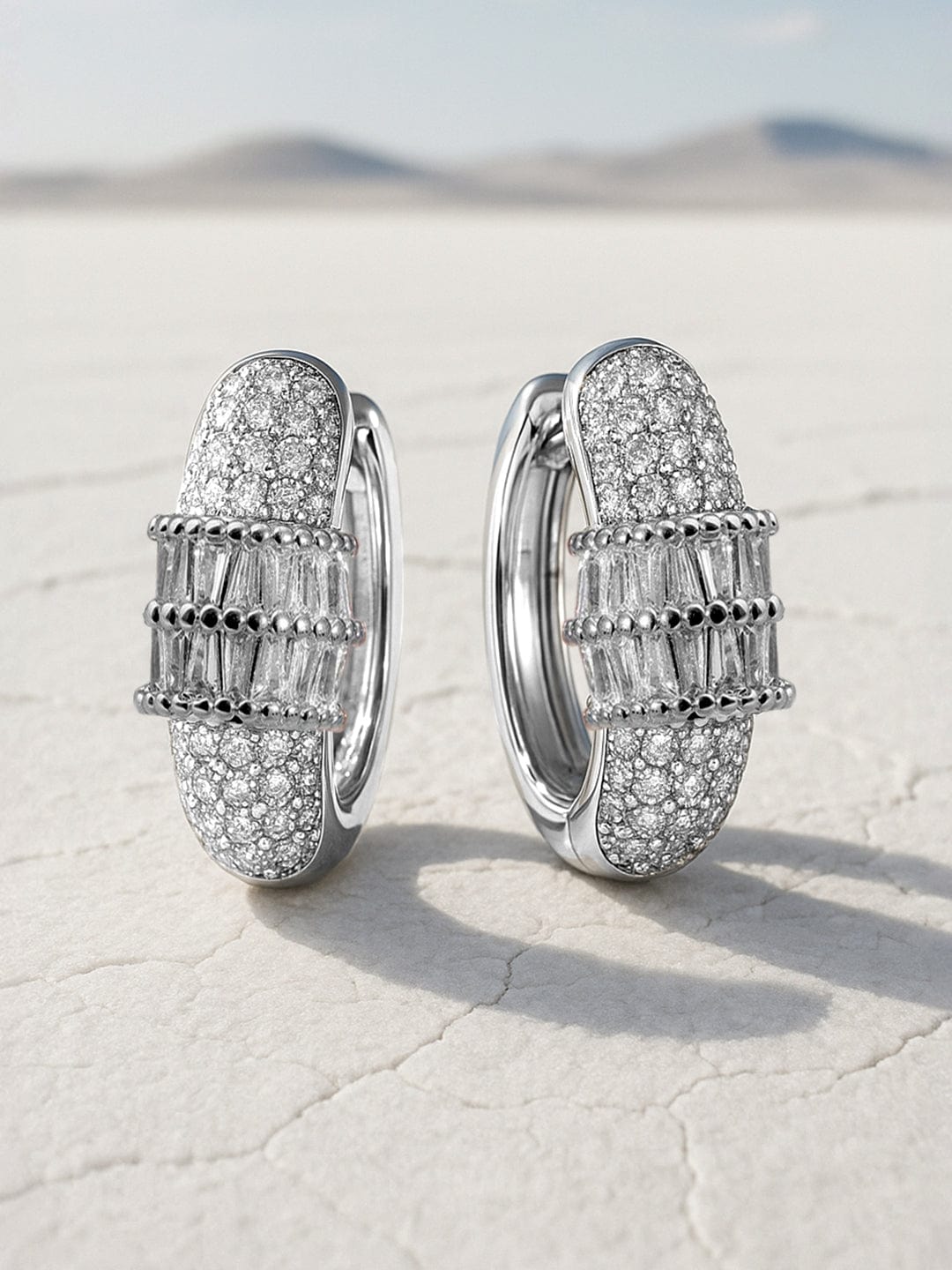 Crystal Frost Elegance Mini Hoop Earrings