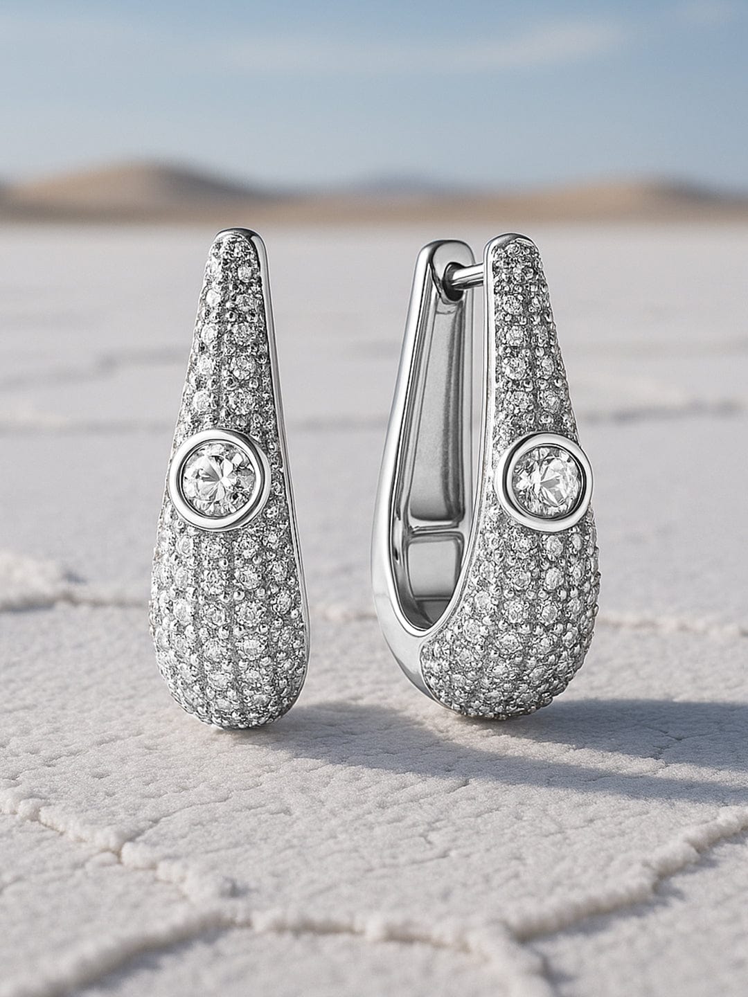 Sophisticated American Diamond Zirconia Hoops