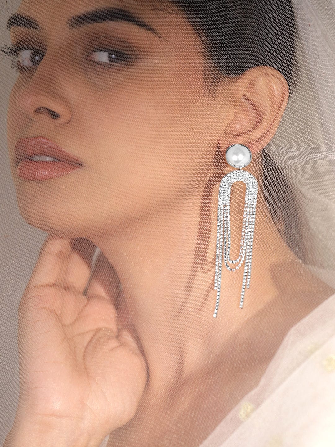 Chic Motion American Diamond Zirconia & Pearl Tassel Drops